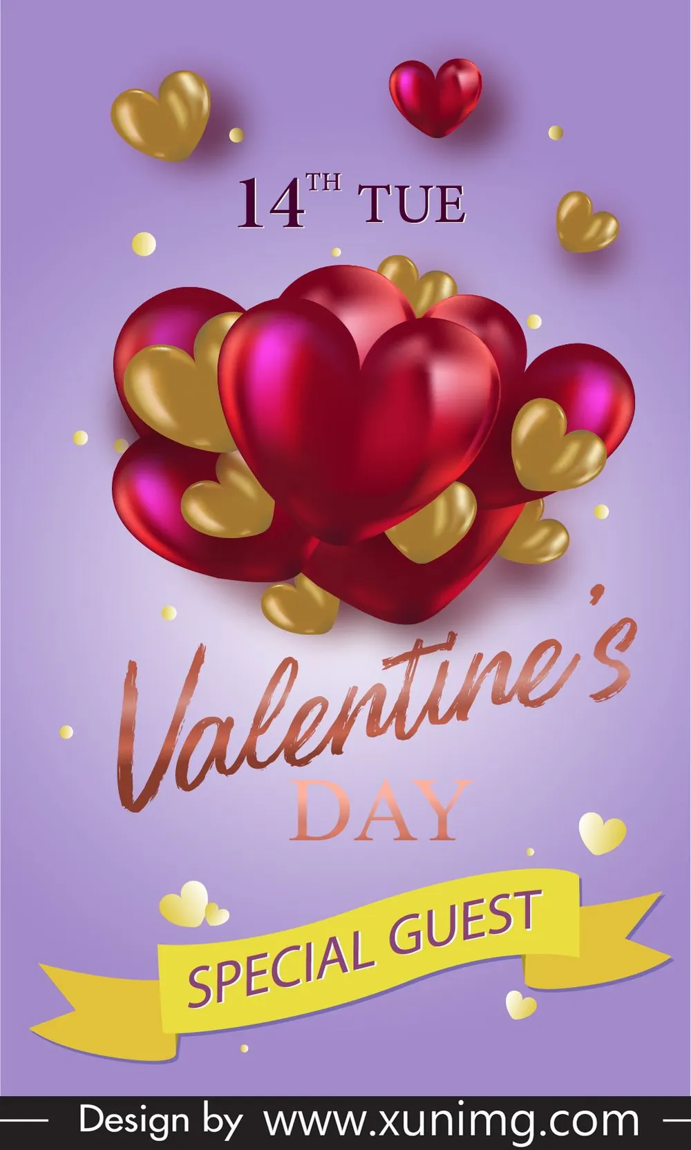 flyer valentine template elegant modern dynamic hearts balloon decor 