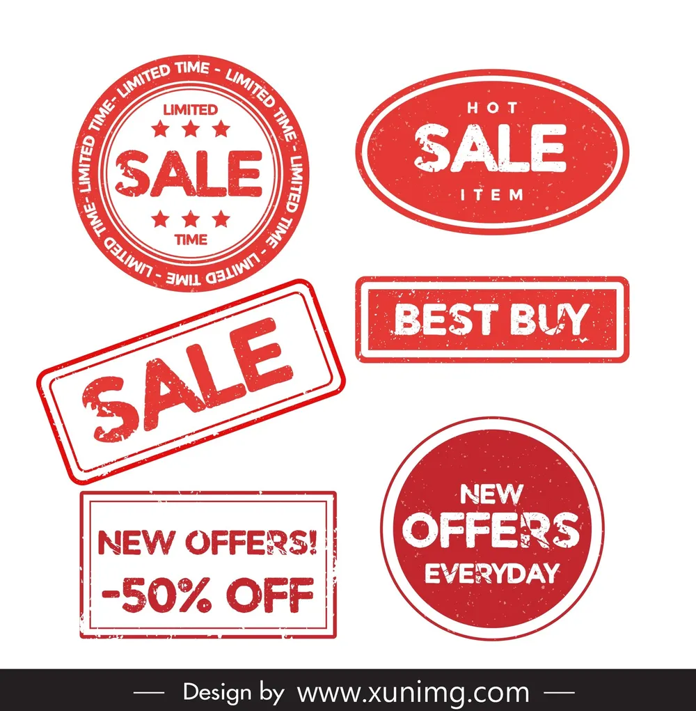 sale stamp templates collection flat classic geometric shapes 