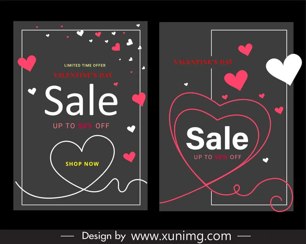 lovely valentines day sale template cute handdrawn hearts 