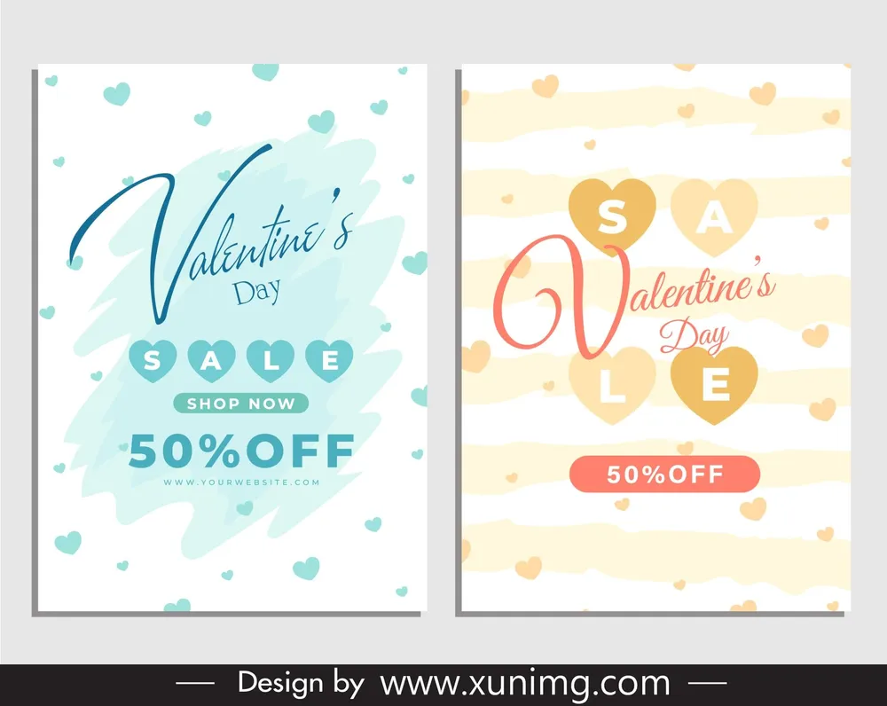happy valentines day sale banner template elegant hearts decor 