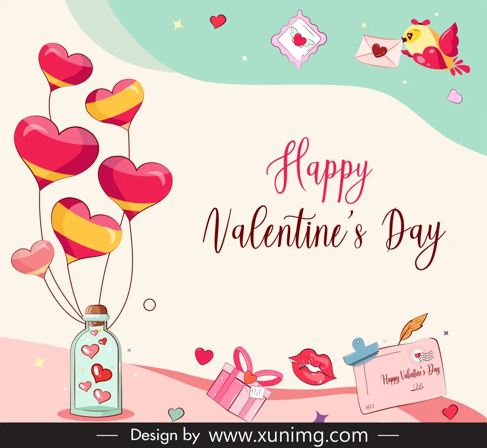 happy valentine day background template dynamic love gift elements decor 