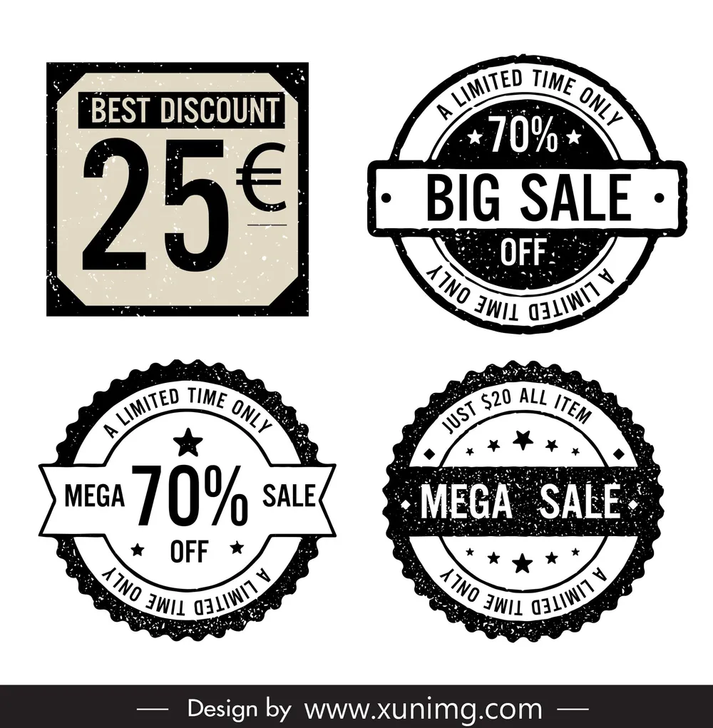 sale stamp templates collection flat retro shapes 