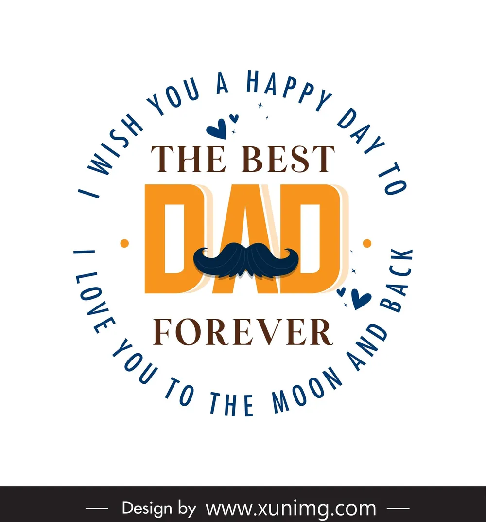 fathers day design elements circle texts moustache hearts layout 
