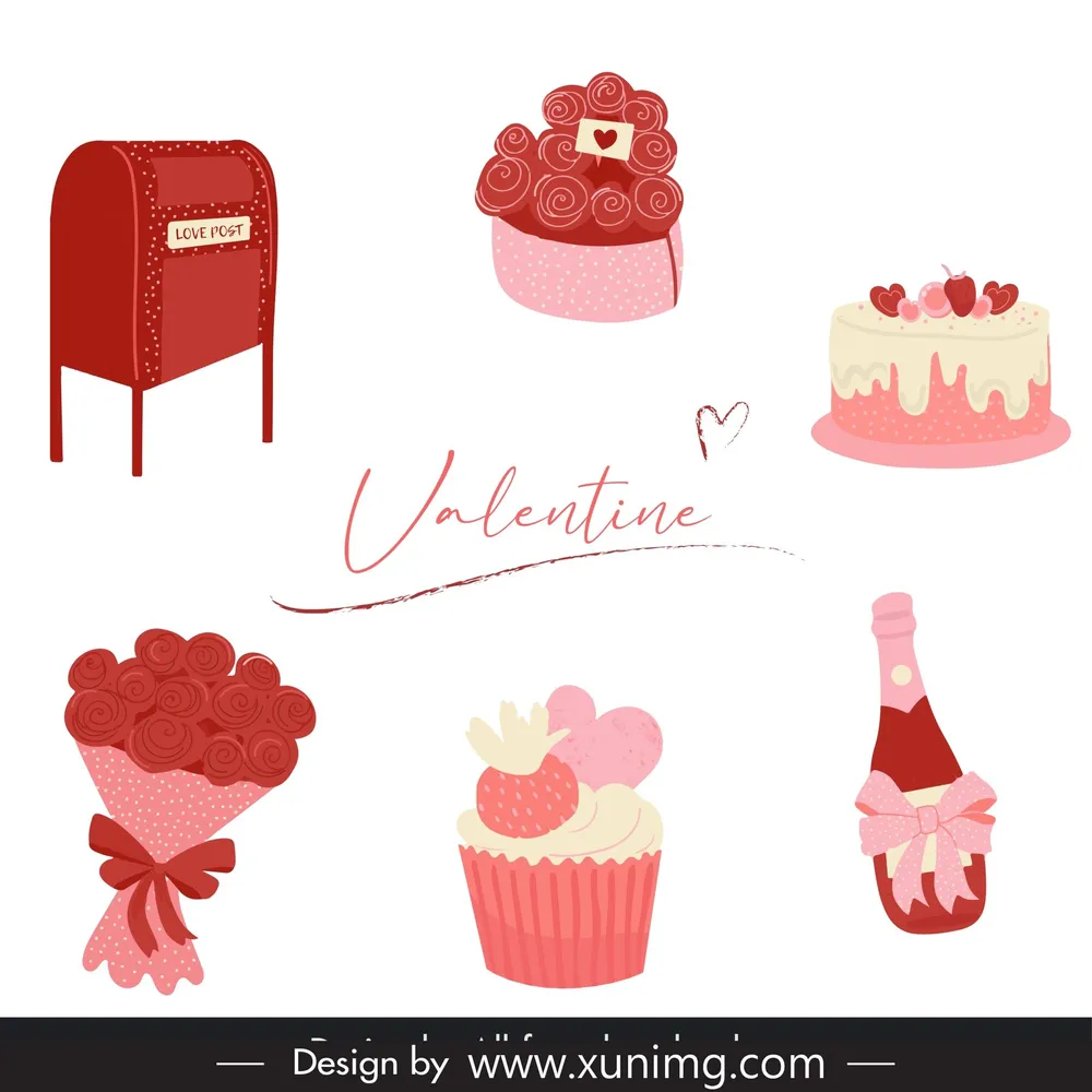 valentine design elements elegant classic symbols 
