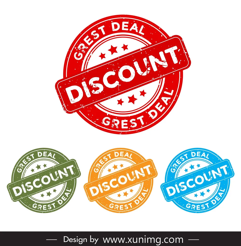 discount sale stamp templates flat classical circle shapes 