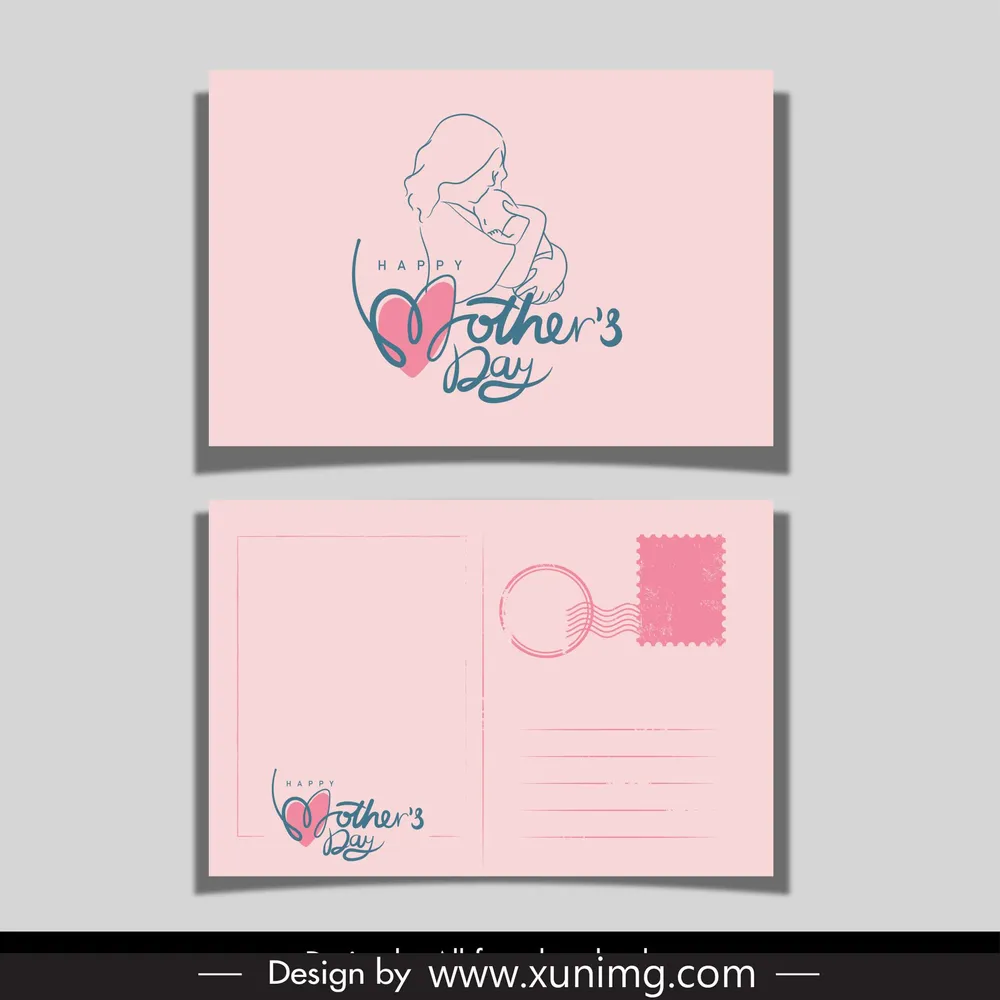 mother day postcard template classic handdrawn 