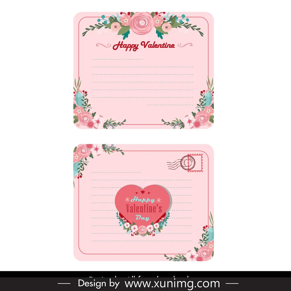 valentine cards collection elegant romantic symmetric floral decor 
