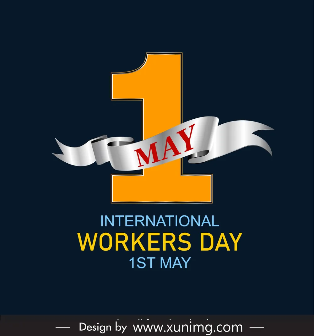  international workers day banner template elegant 3d ribbon texts numbers decor 
