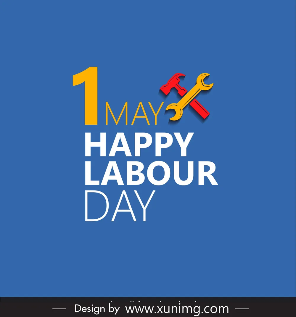 happy labour day banner modern elegant flat texts tools decor 