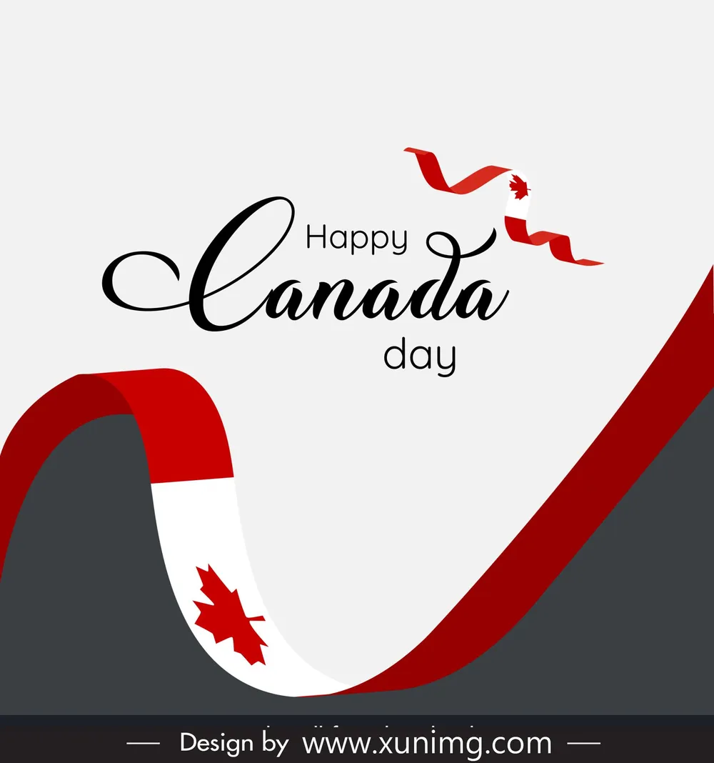 canada day poster template 3d ribbon flag elements decor 