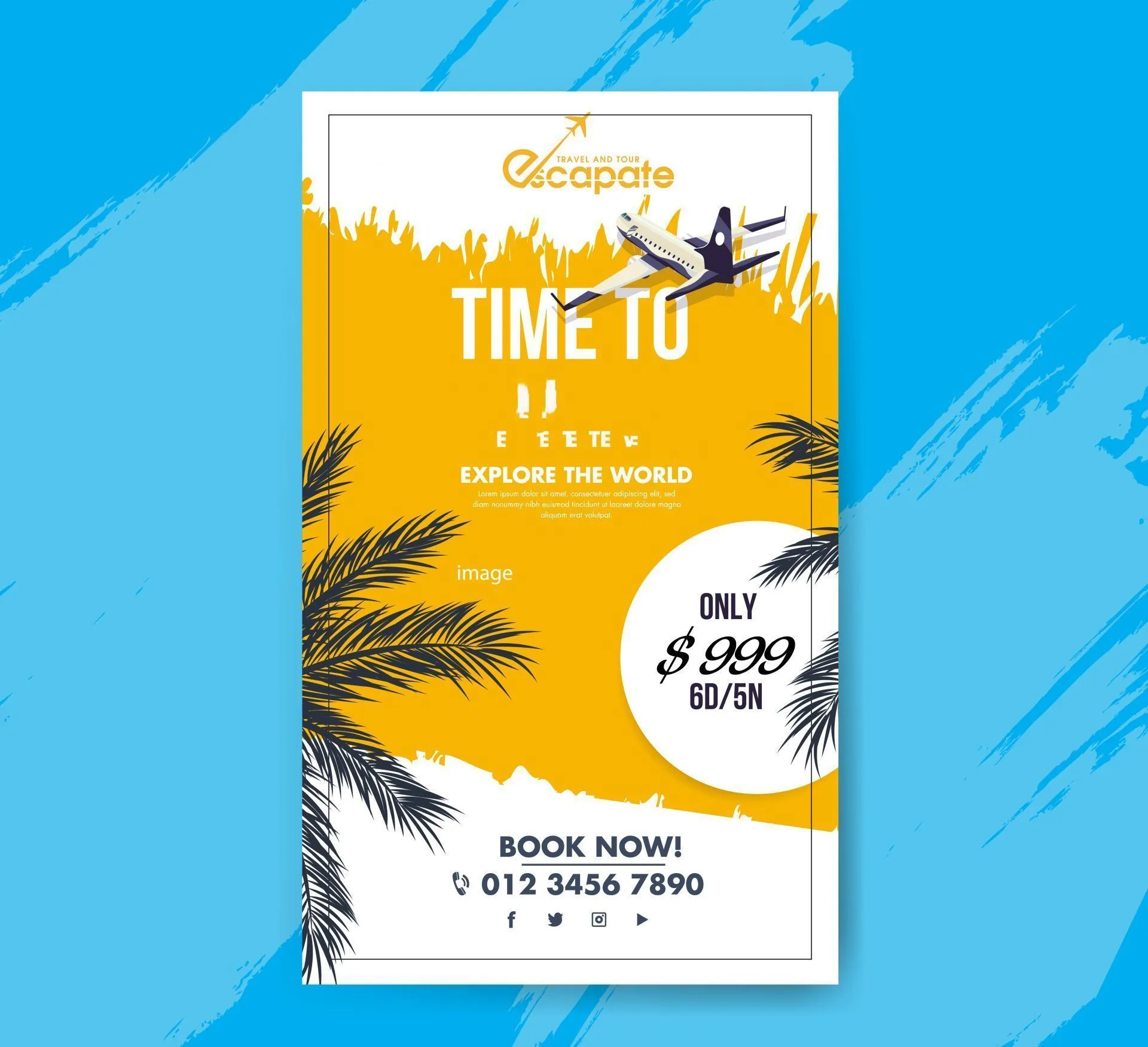 travel roll up banner template airplane coconut tree decor 