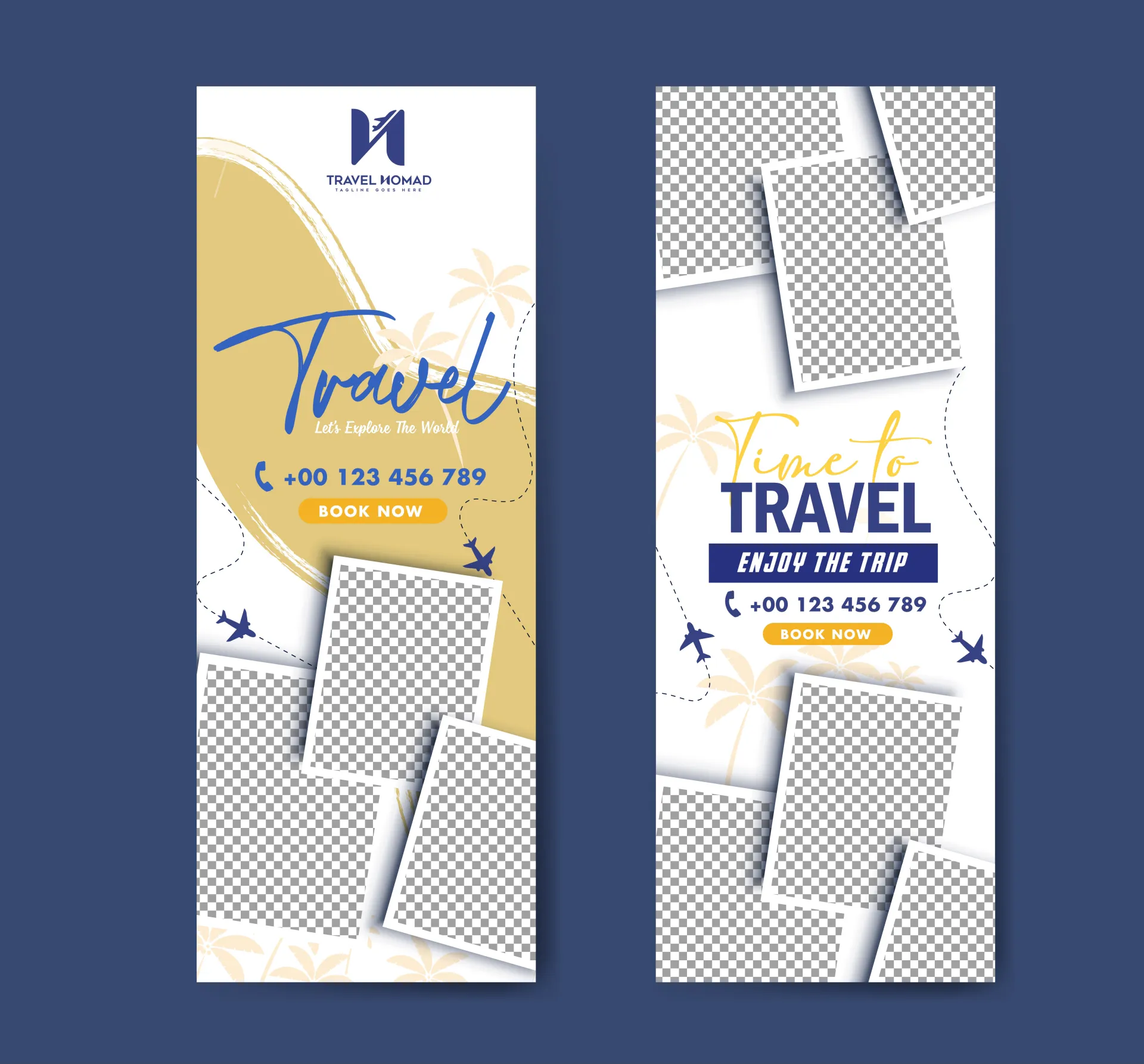 travel roll up banner checkered picture airplane flight curves 