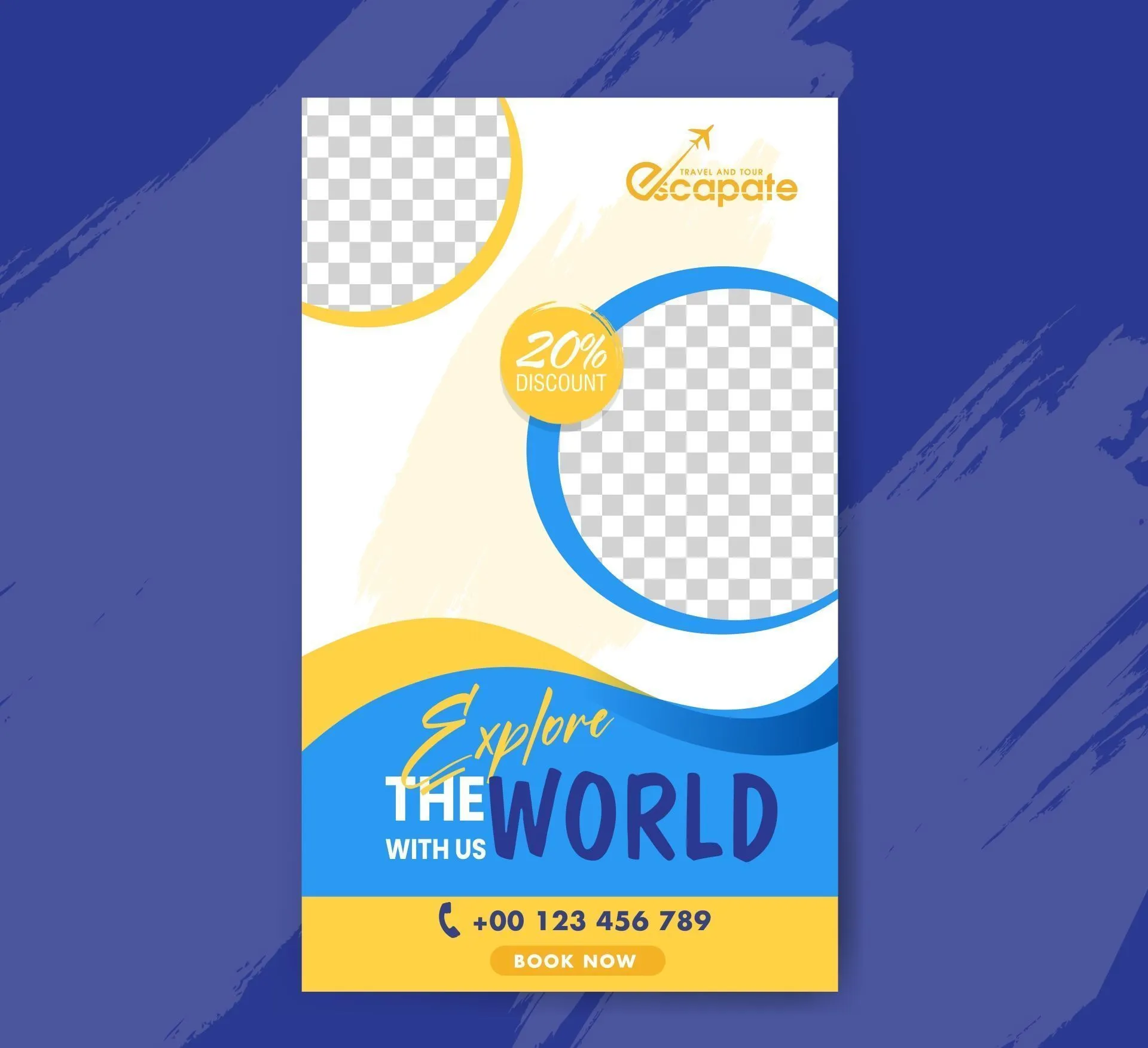travel roll up banner template checkered circles curves 