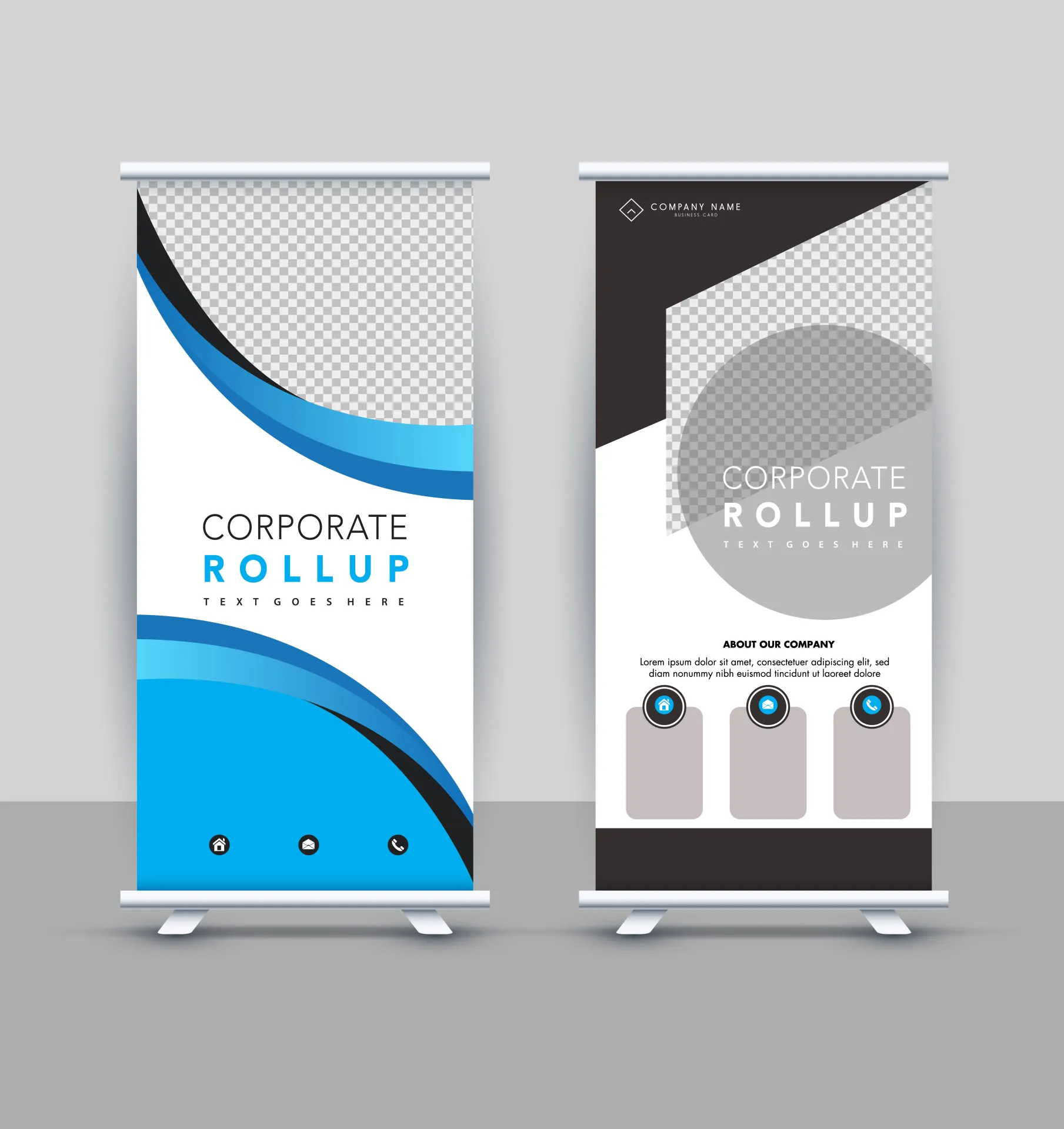 company promotional roll up banner templates elegant checkered curves geometry 