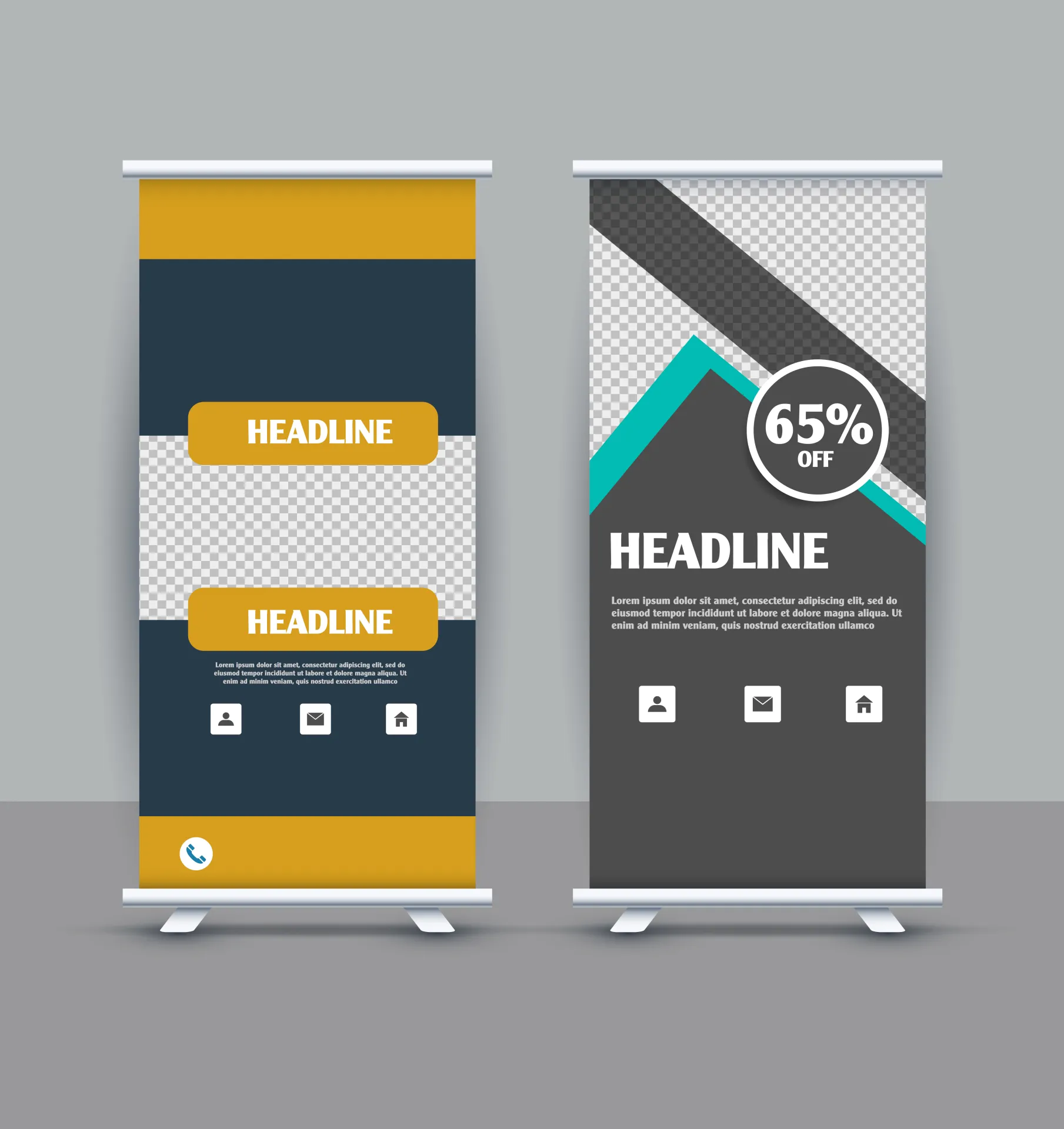 company promotional roll up banner templates modern contrast geometry 
