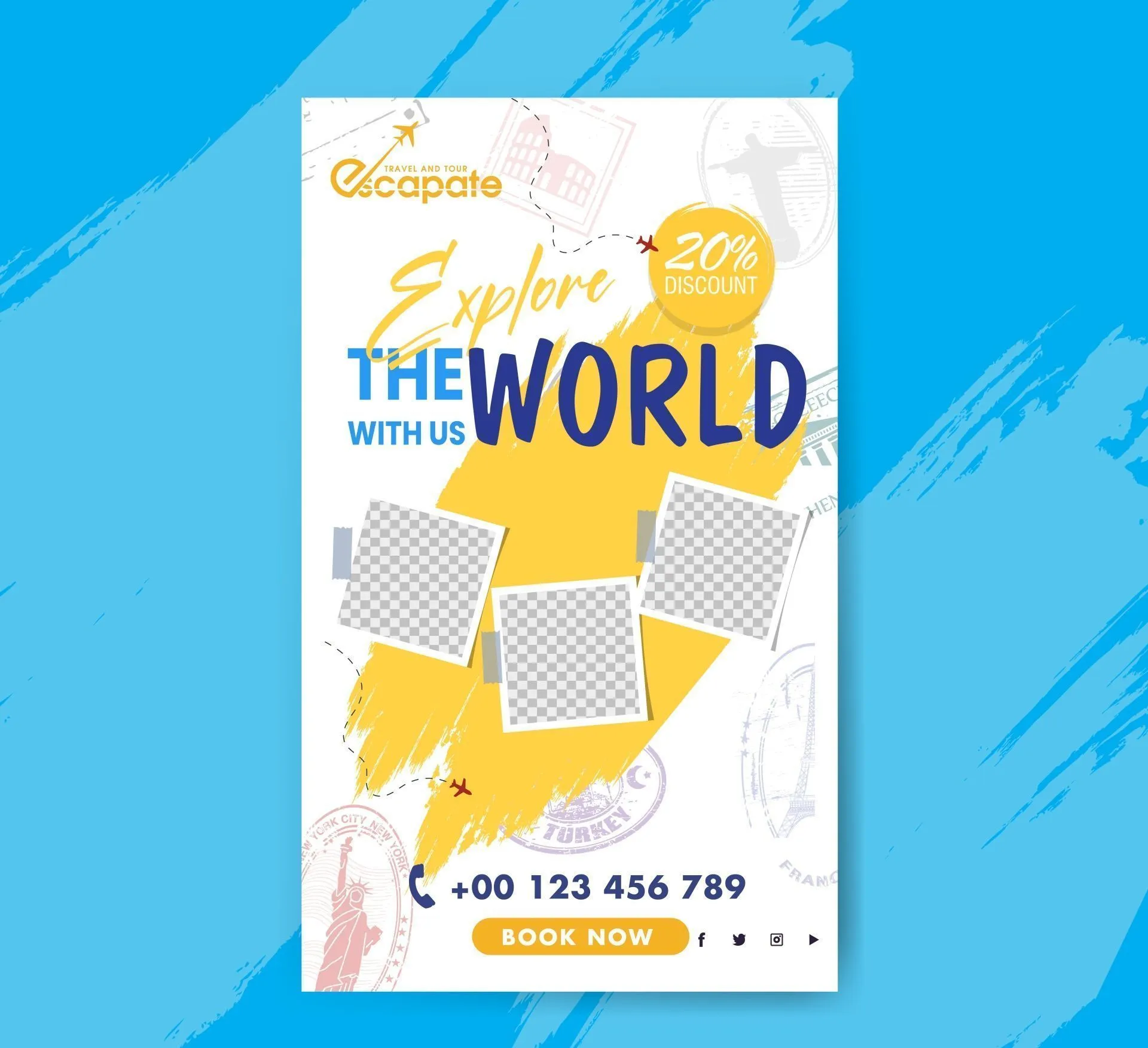 travel roll up banner template checkered landmark decor 