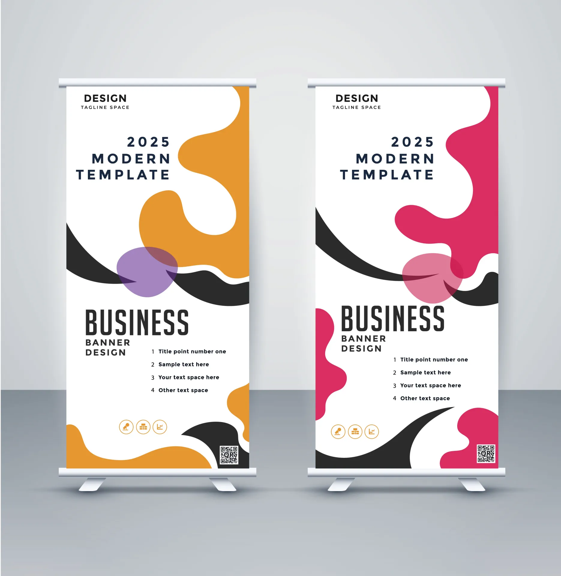 professional roll up banner template abstract curves 