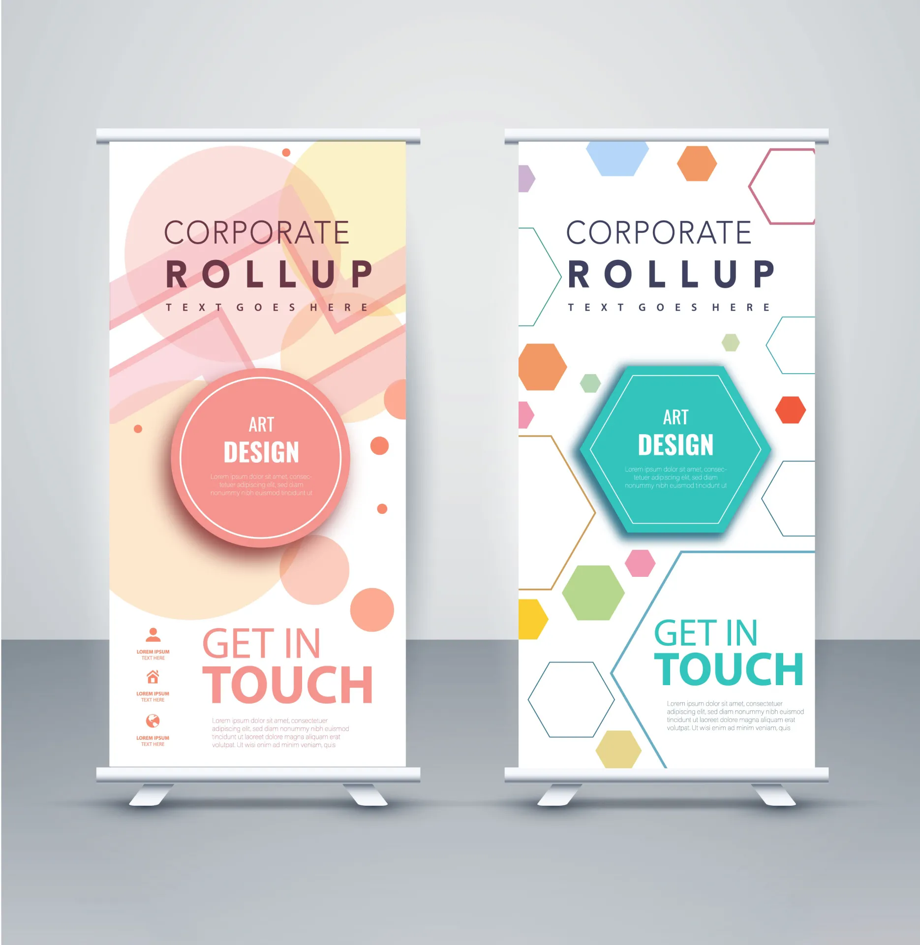 roll up banner template elegant geometric lines decor 