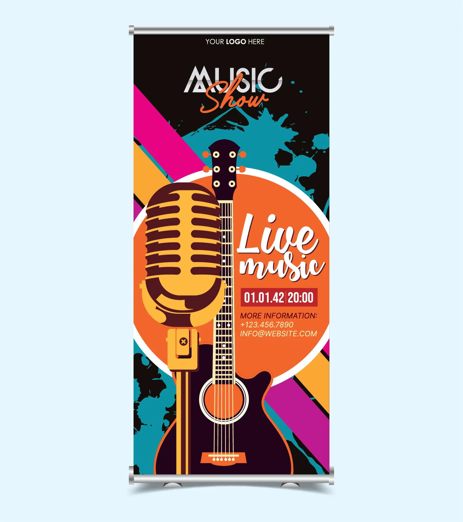  music show roll up banner template grunge dark design 