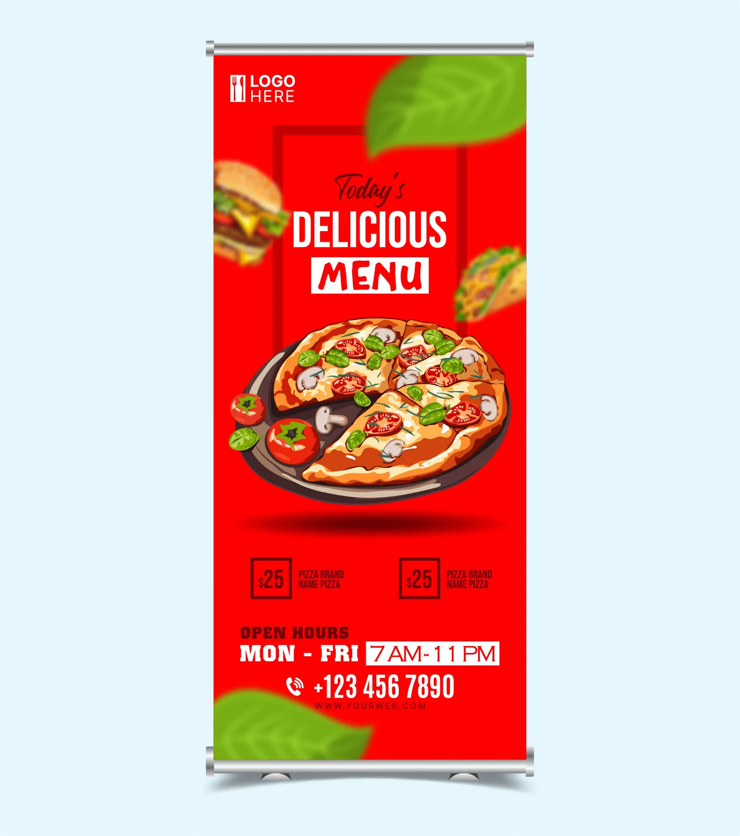fast food restaurant roll up banner template pizza decor 