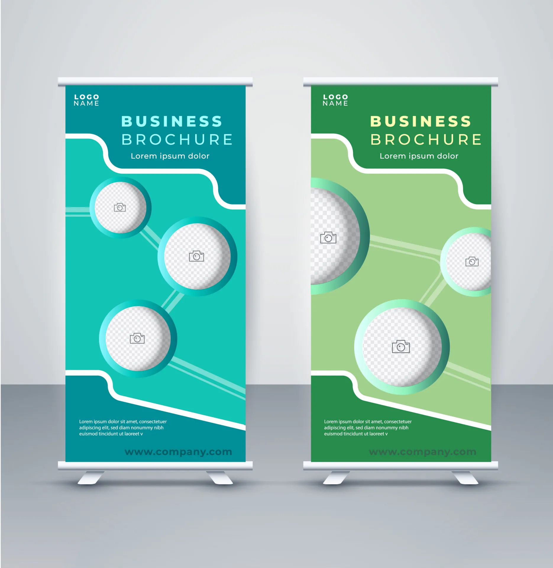 corporate roll up banner template elegant circles checkered decor 