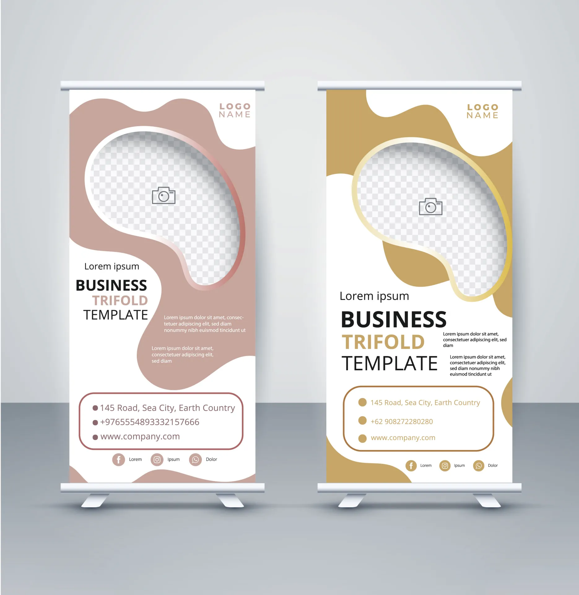 business roll up banner template elegant checkered curves shapes 