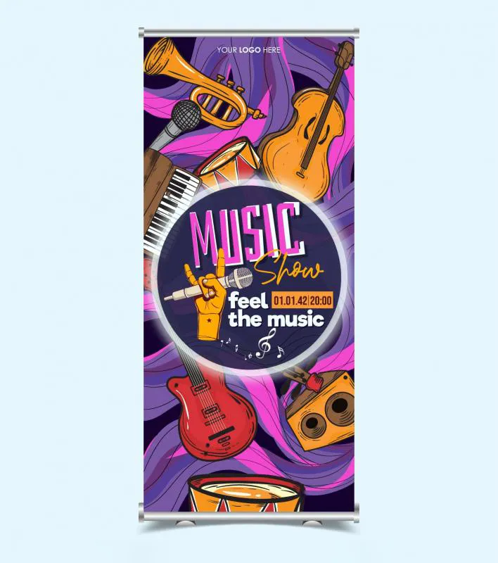 music show roll up banner template dynamic classic instruments 