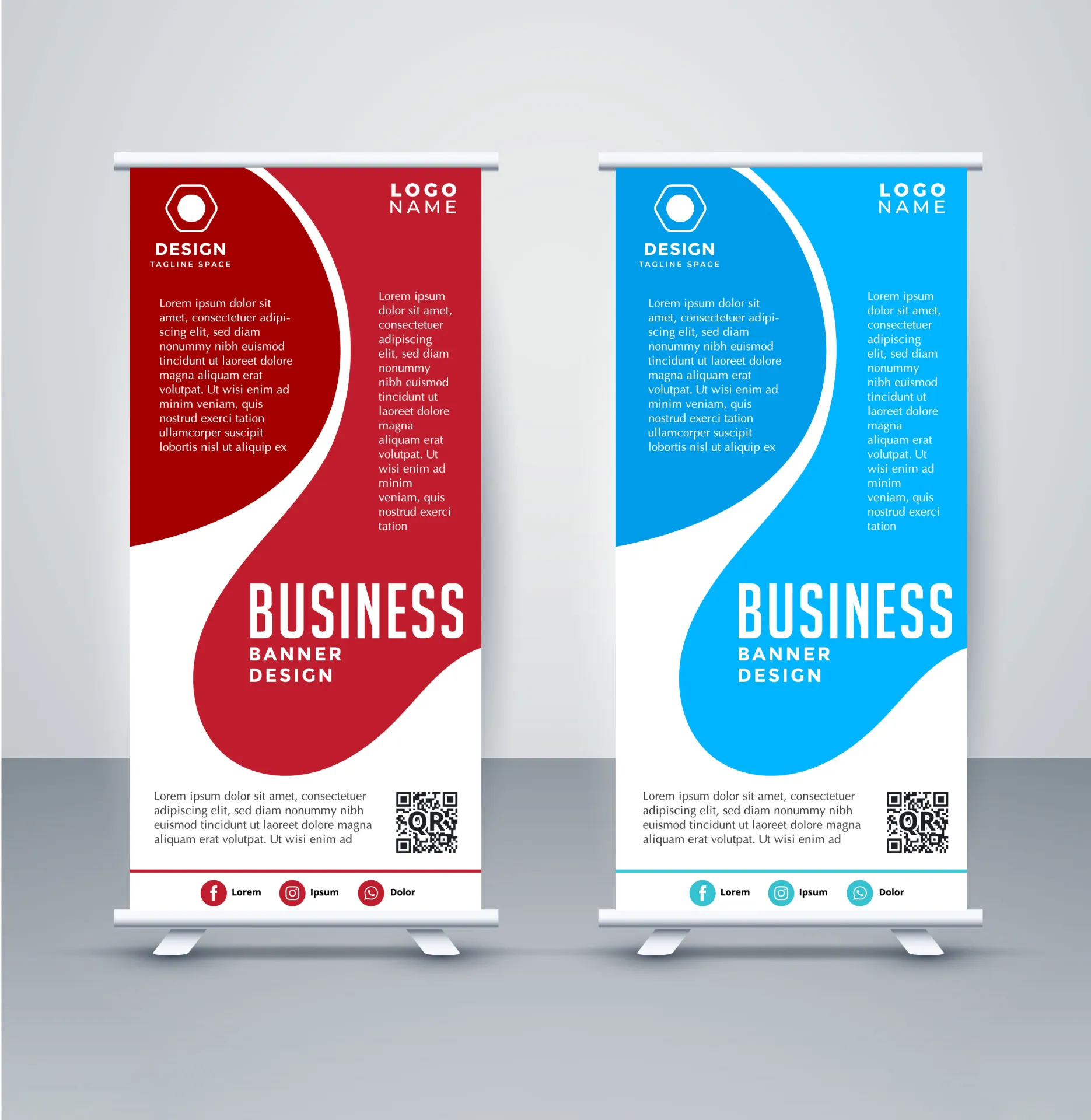 corporate roll up banner template elegant modern curves 