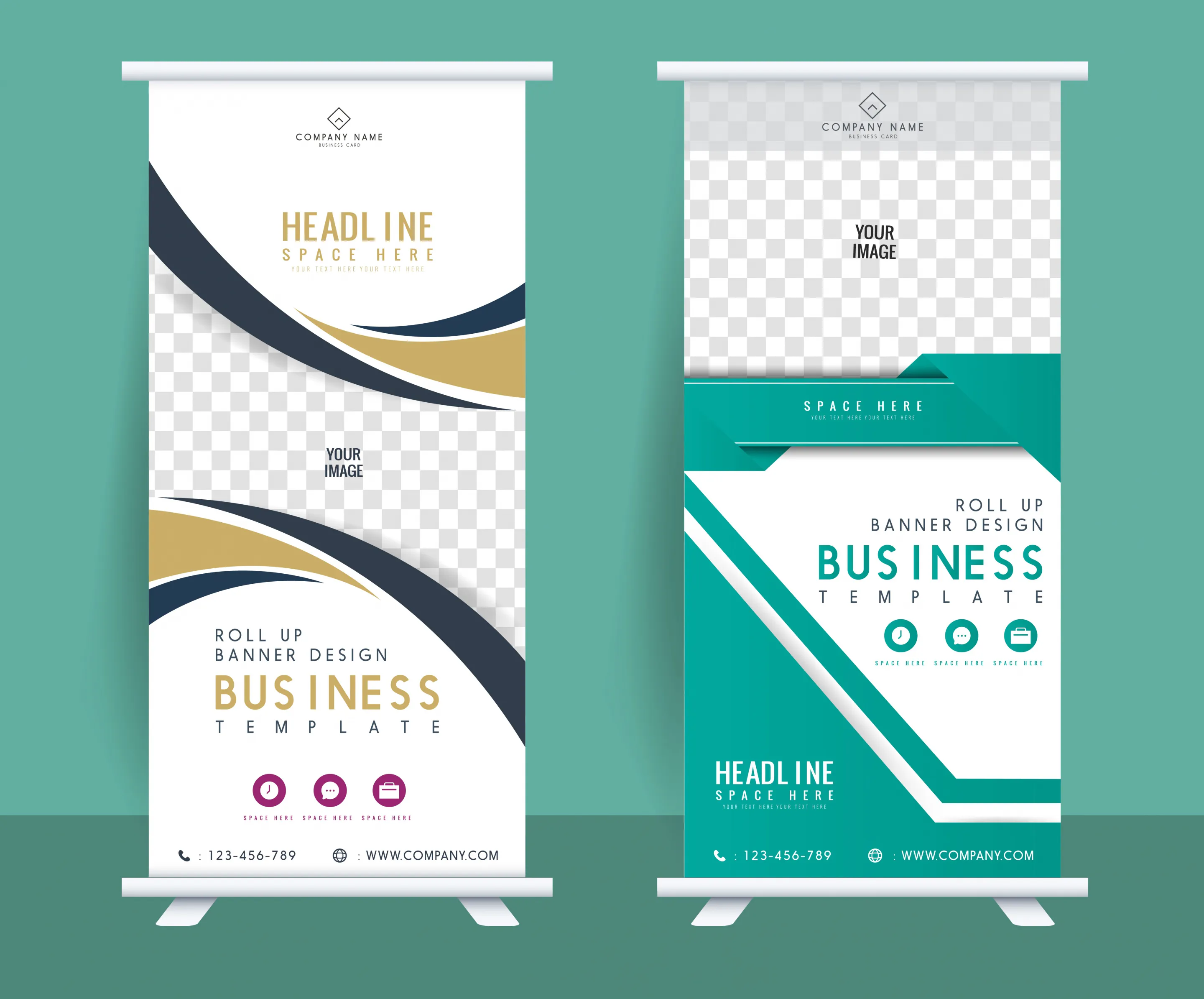 rolled up banner templates modern elegant checkered decor 