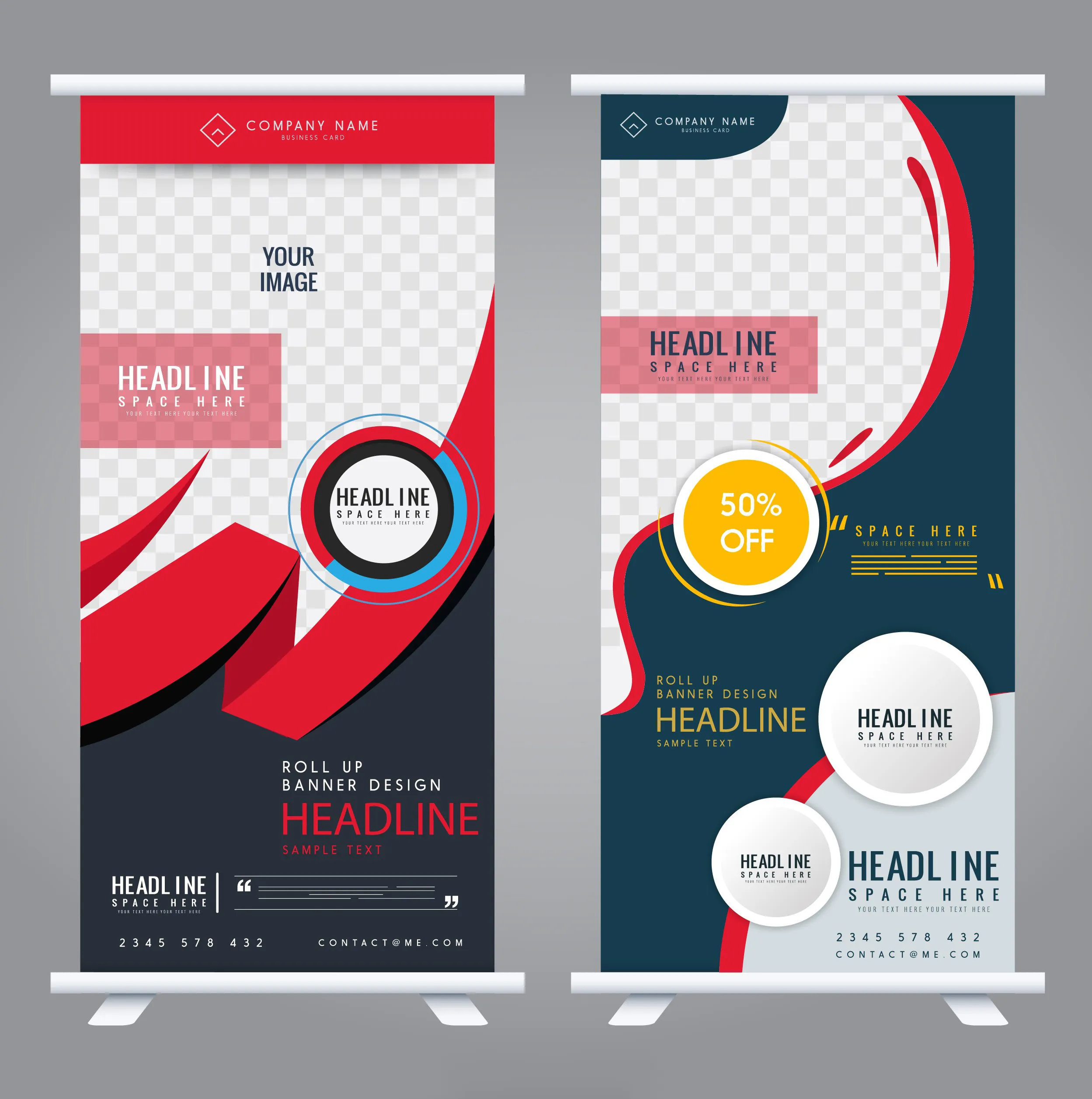rolled up banners templates colorful modern decor 