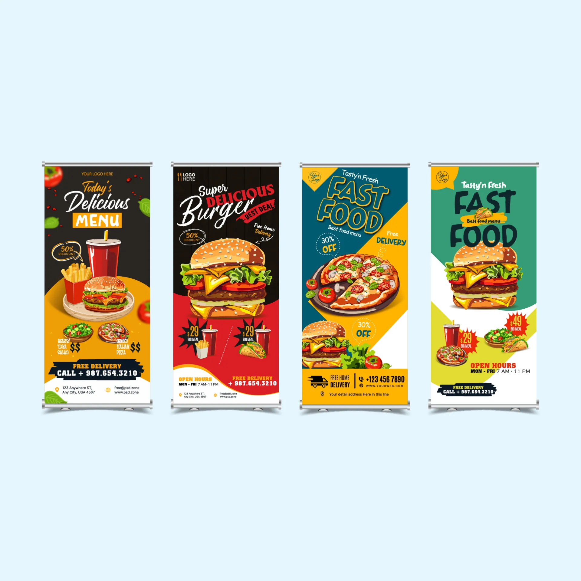 fast food restaurant banner templates collection modern elegant roll up 