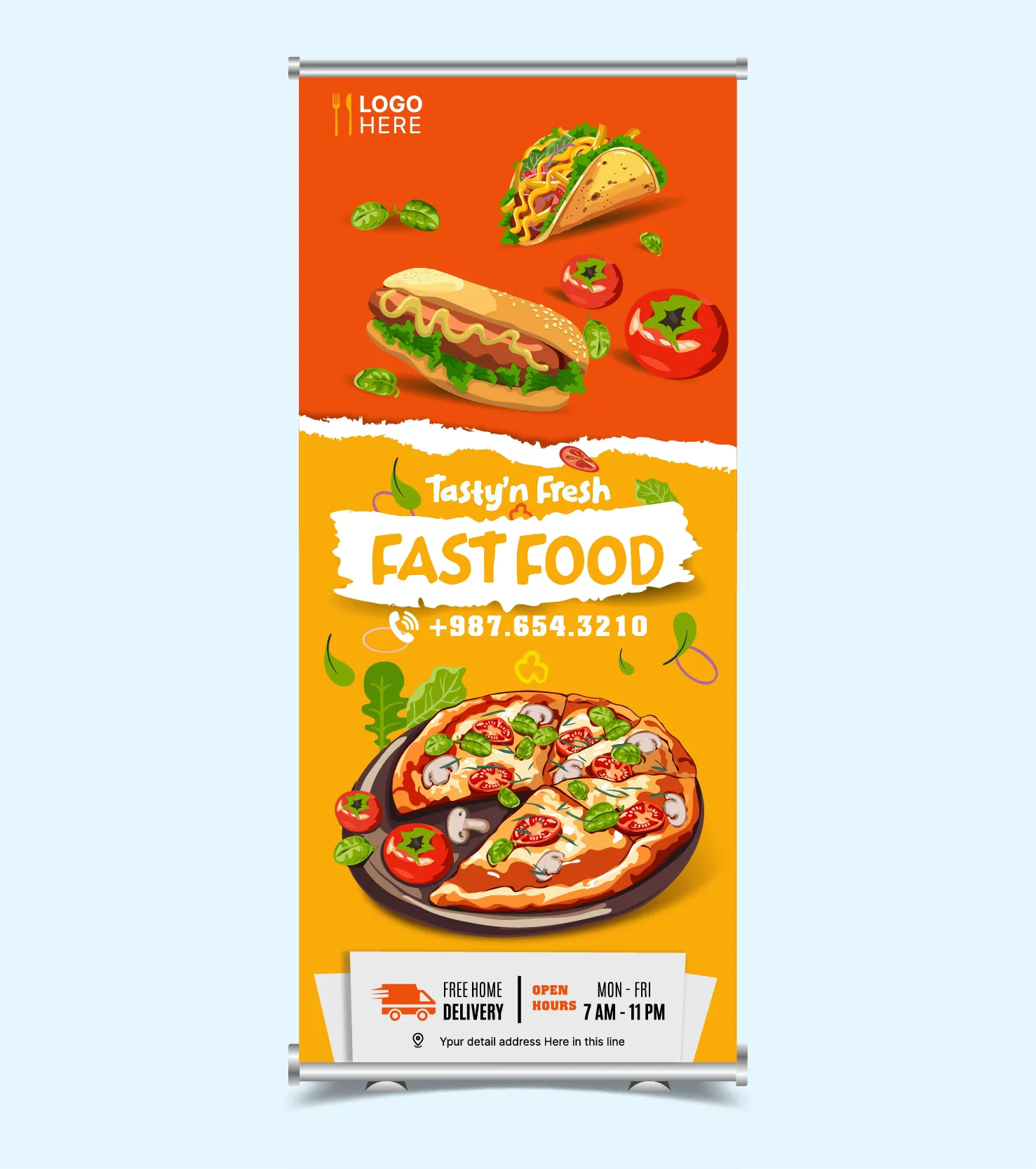 fast food restaurant banner vertical design 