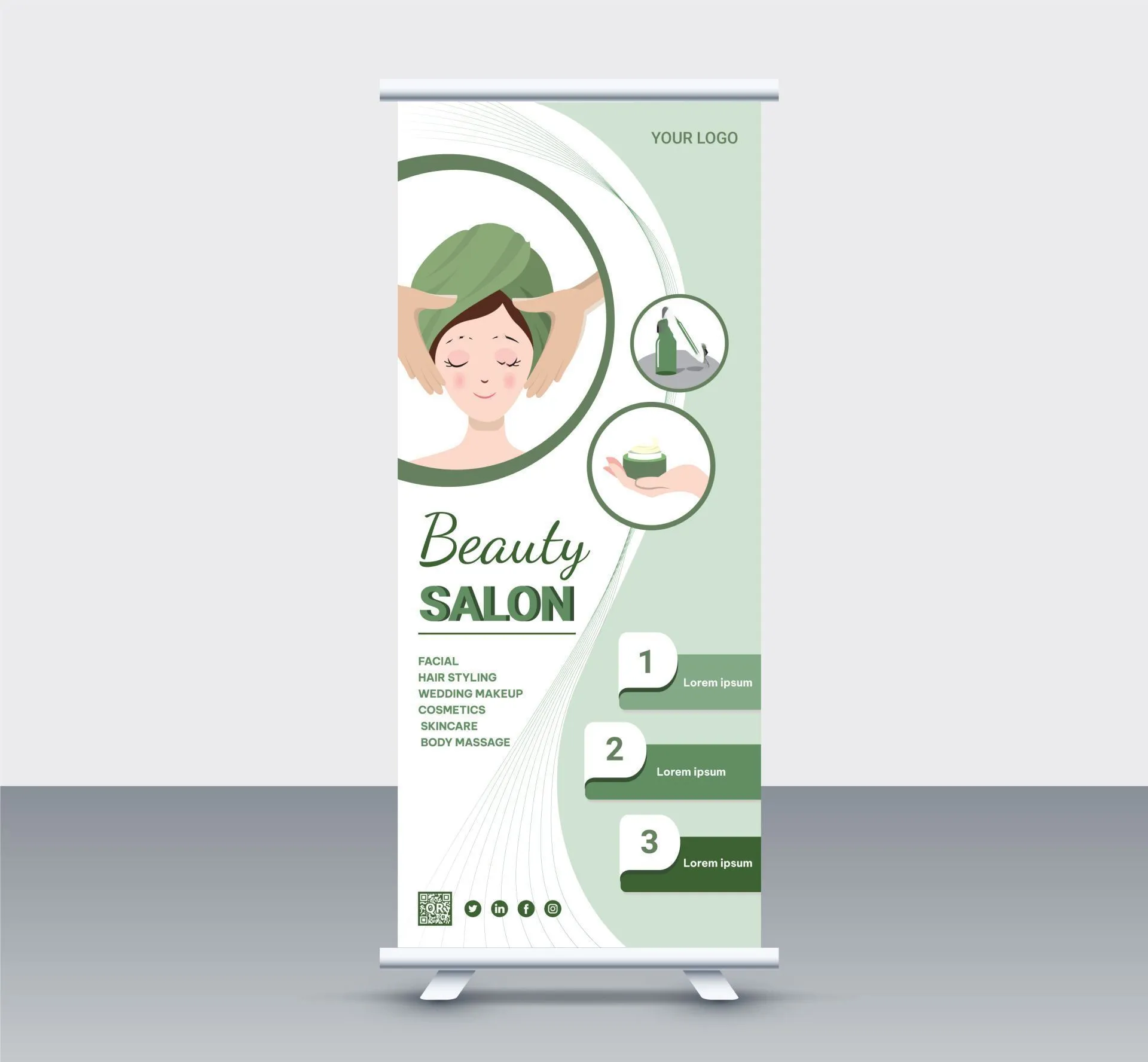 beauty salon standee template cute cartoon lady 