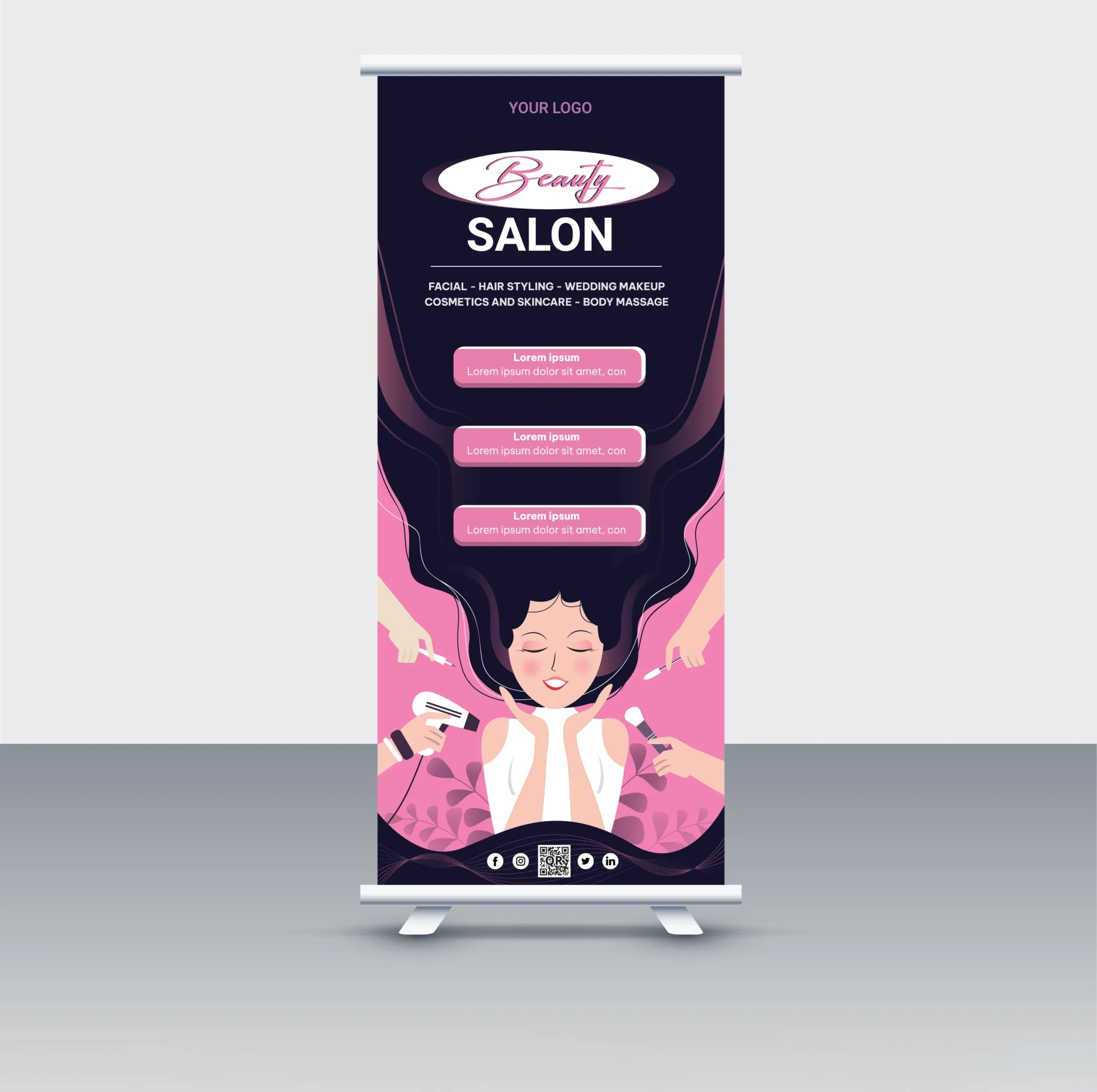 beauty salon standee cute handdrawn personality design 