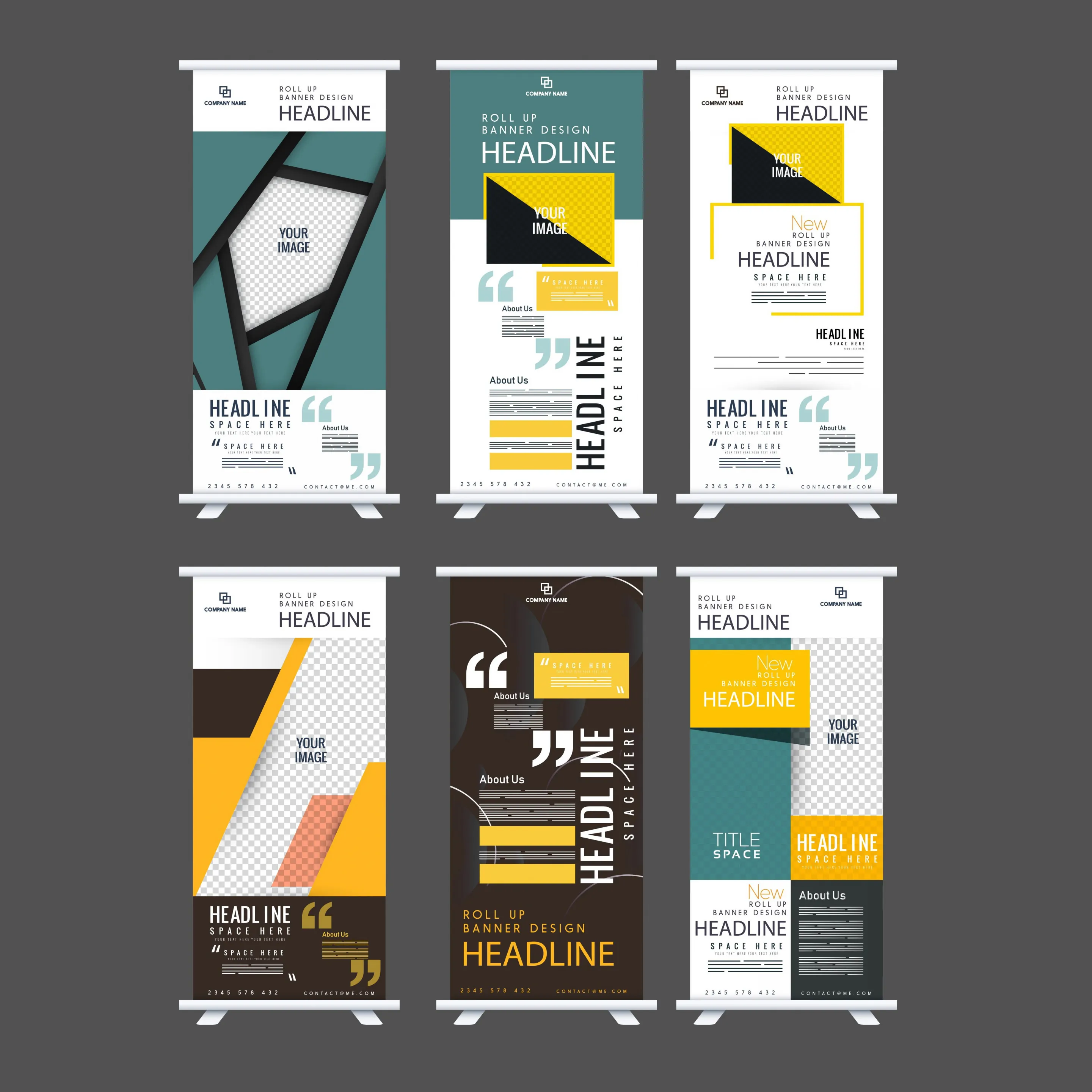 rolled up standee banner templates colorful modern decor 