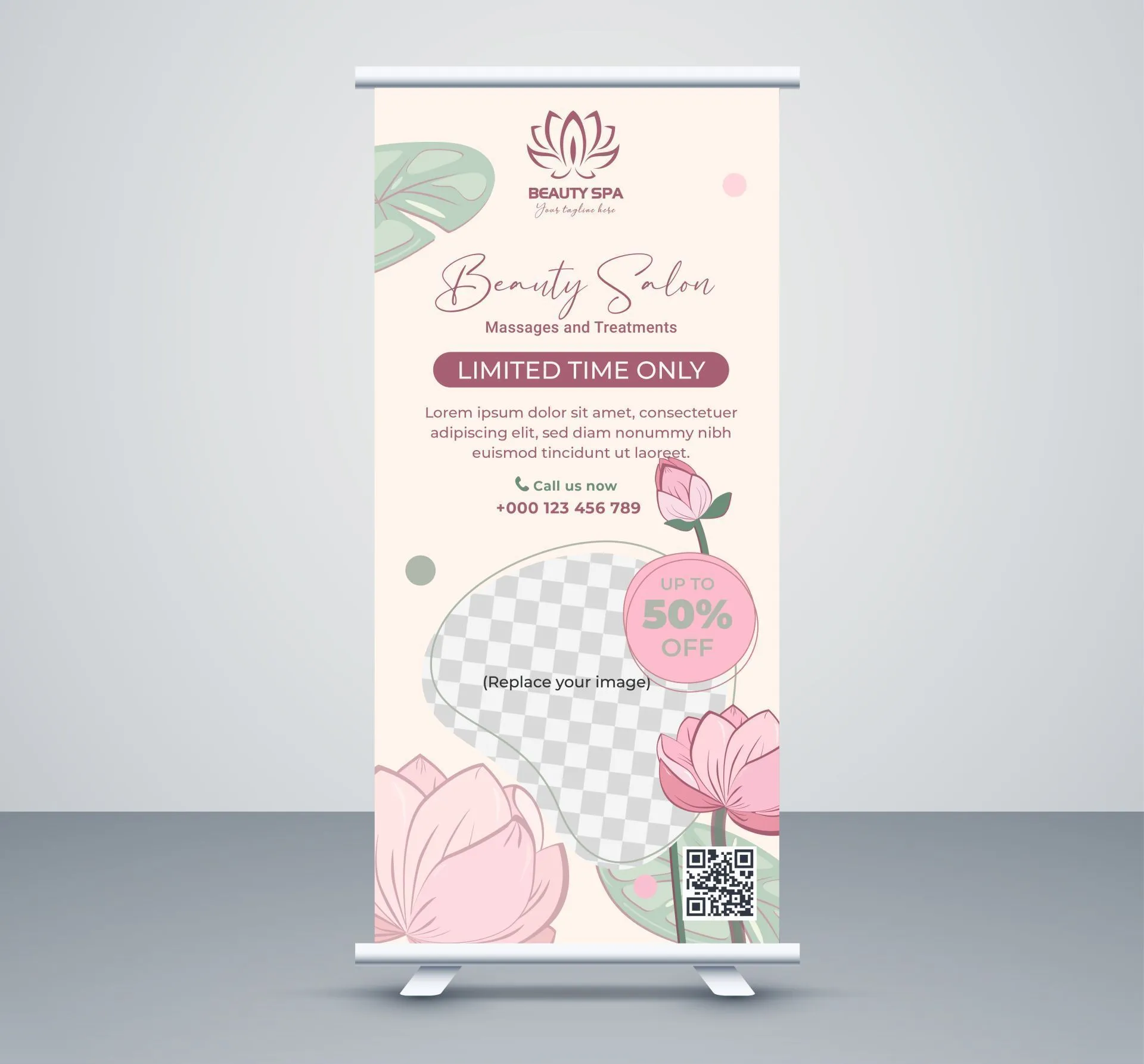 beauty spa salon banner template elegant lotus decor 