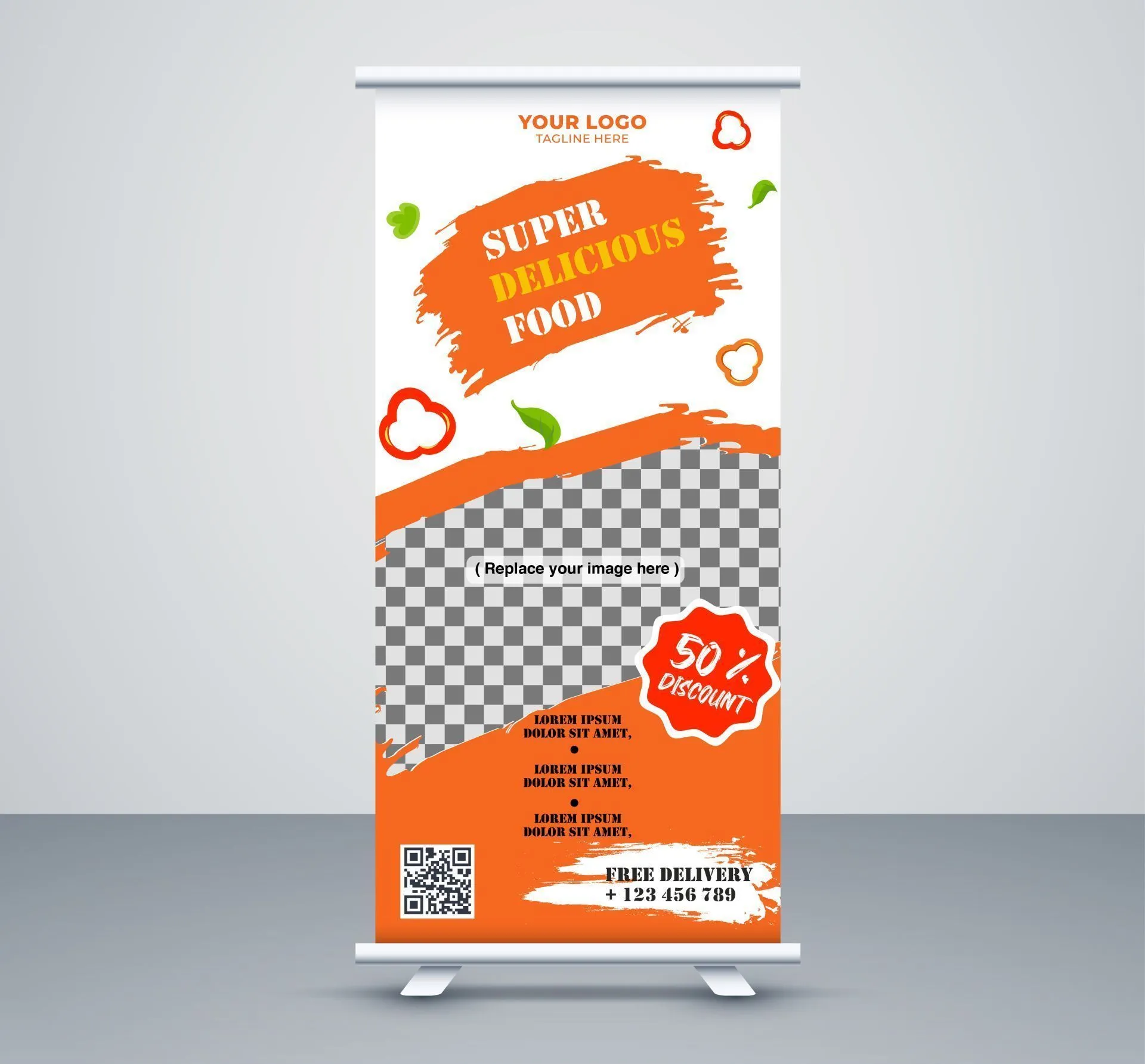 fast food restaurant banner template vertical checkered decor 