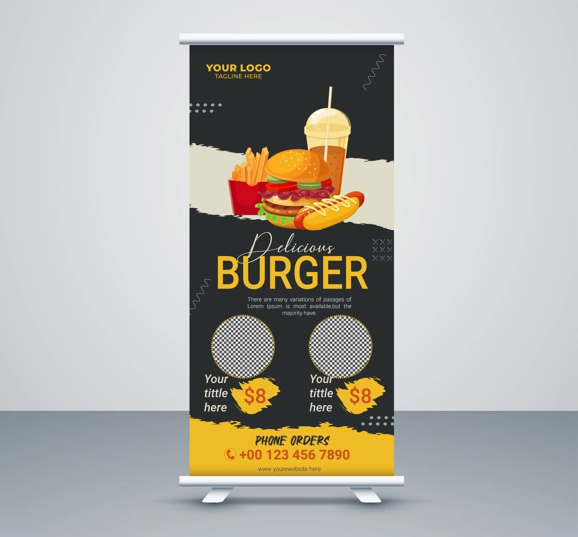  fast food restaurant banner template standee shape 