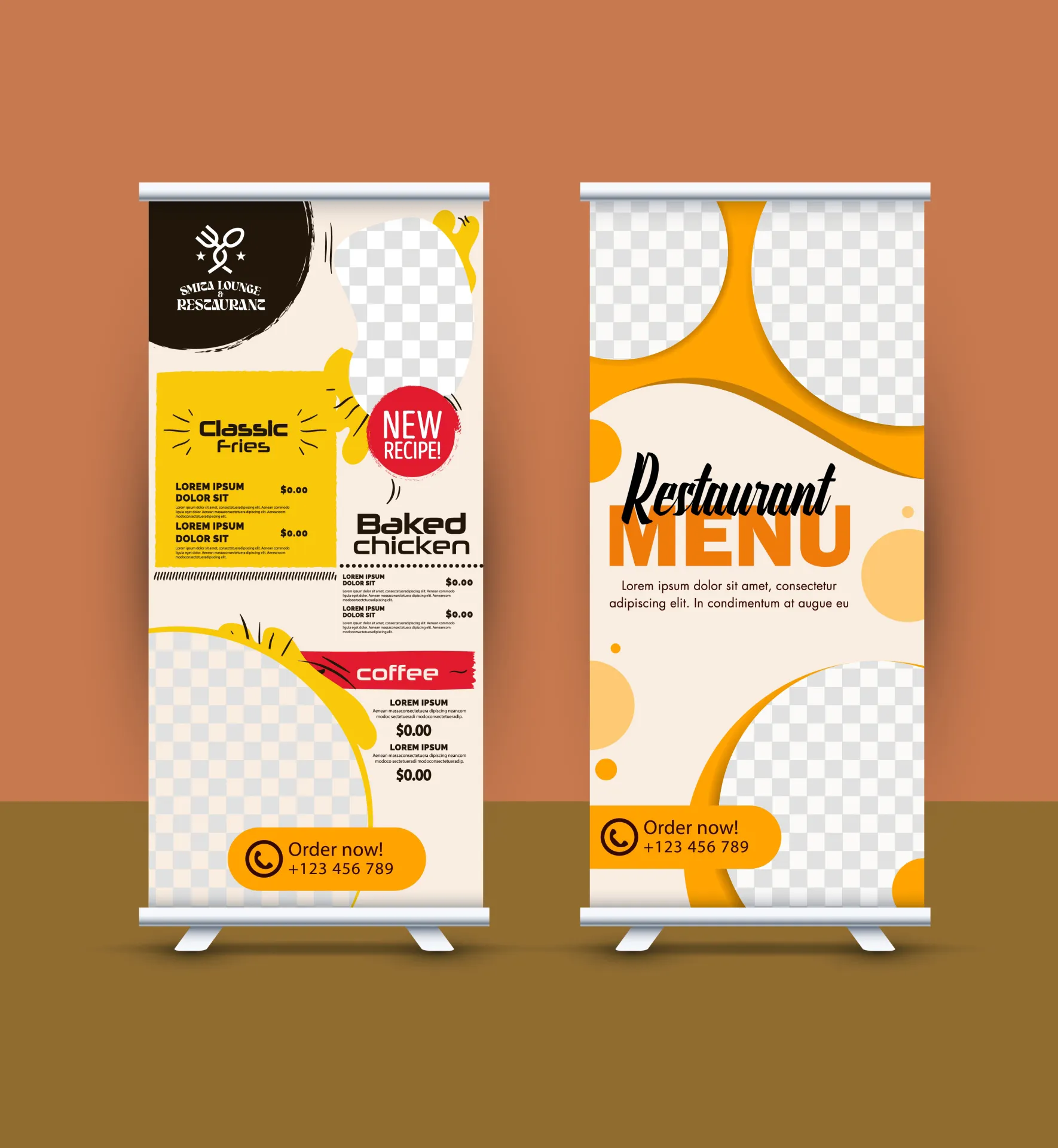  restaurant food menu template vertical checkered decor 