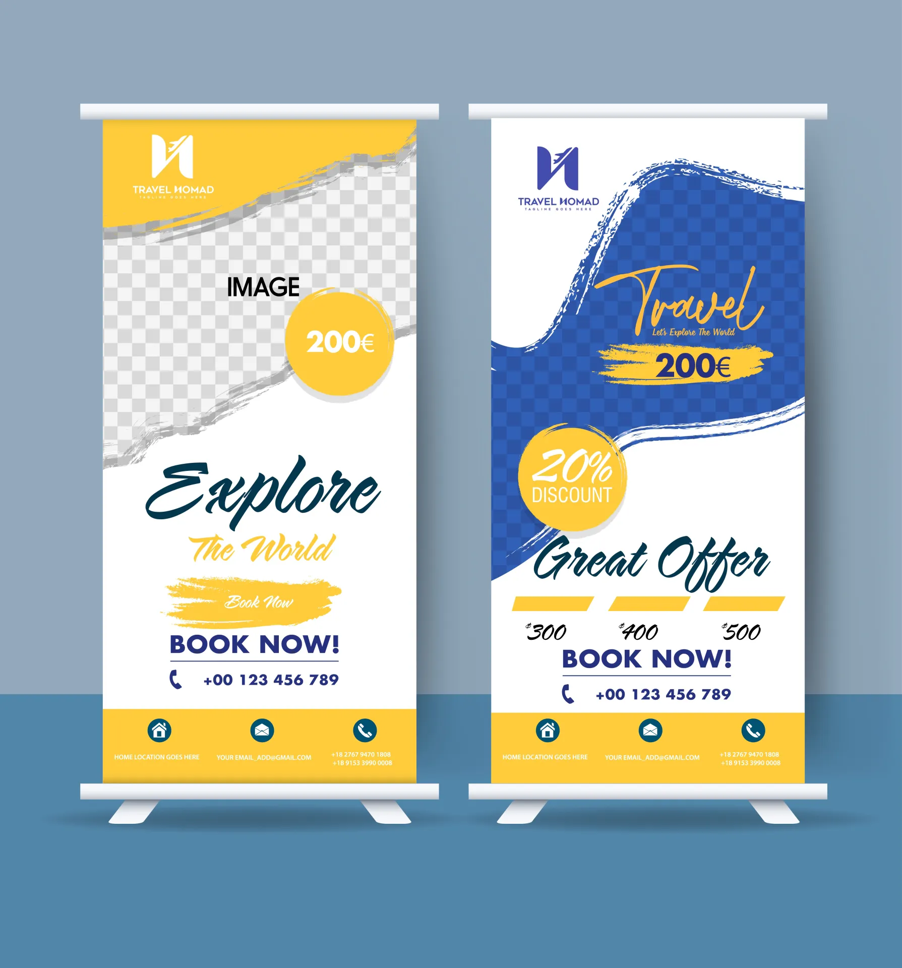 travel rollup banner templates elegant checkered curves decor 
