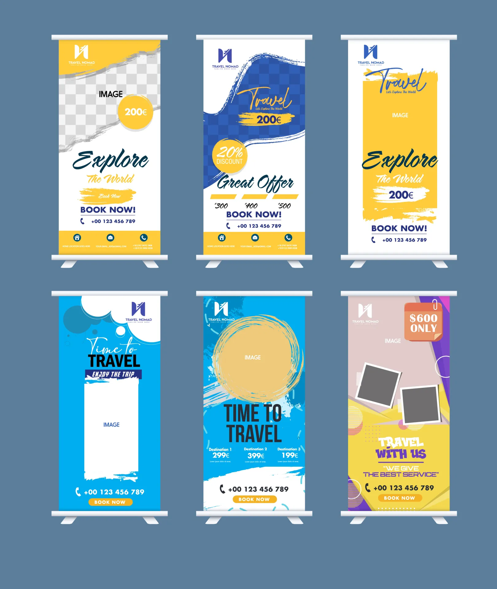 travel rollup banner templates collection elegant vertical design 