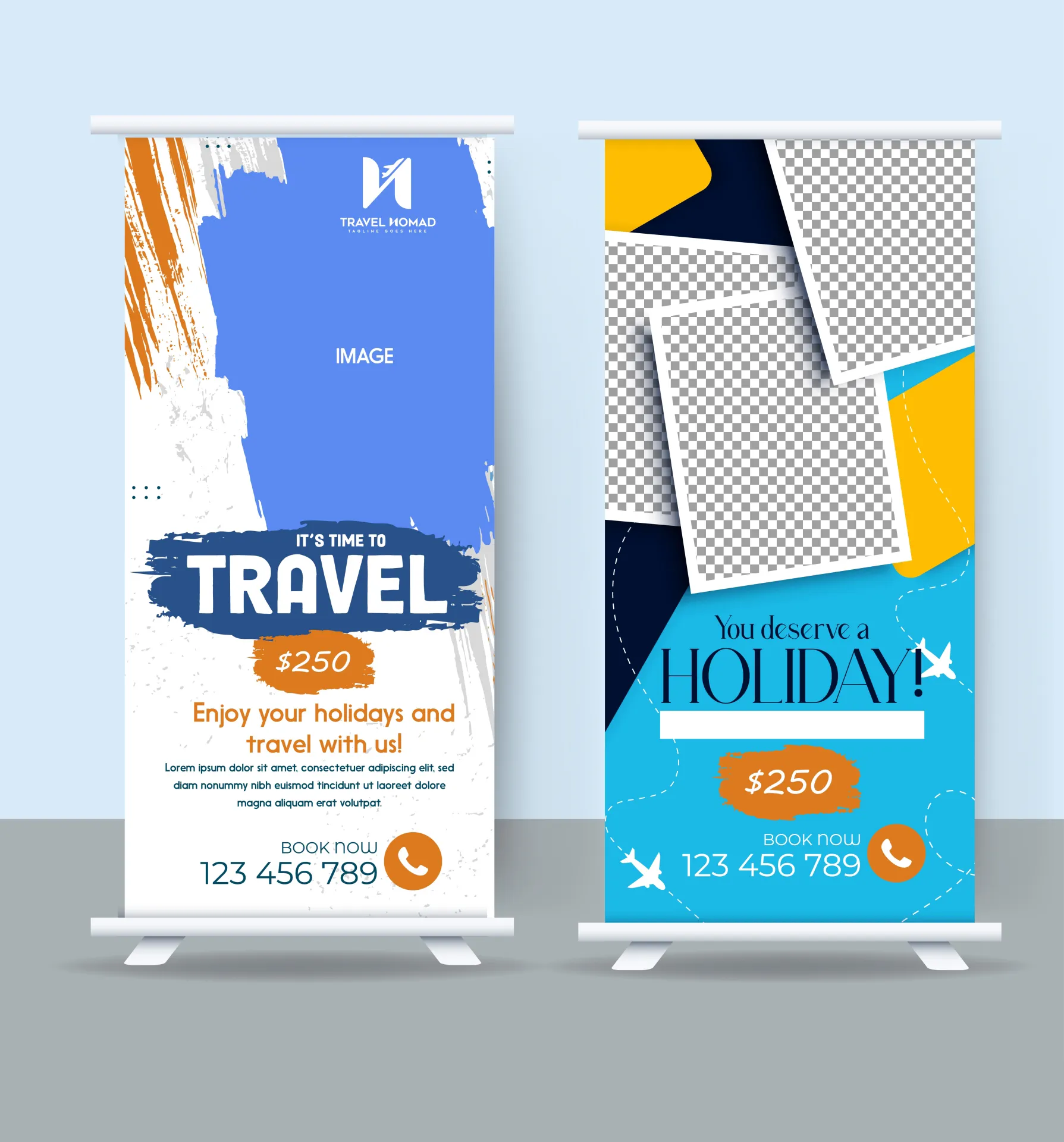 travel rollup banner templates checkered grunge decor