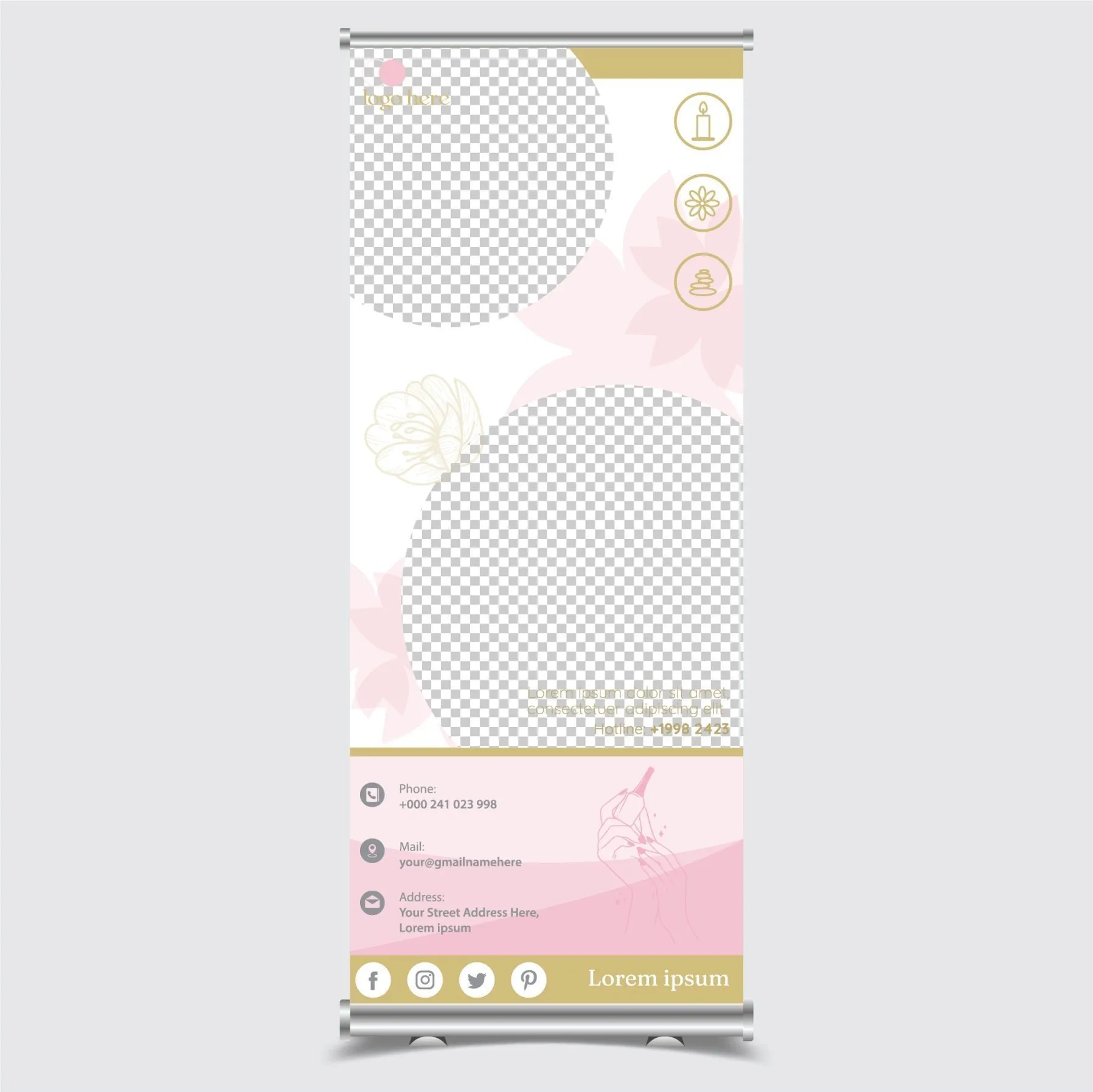 beauty spa roll up banner elegant checkered circles 