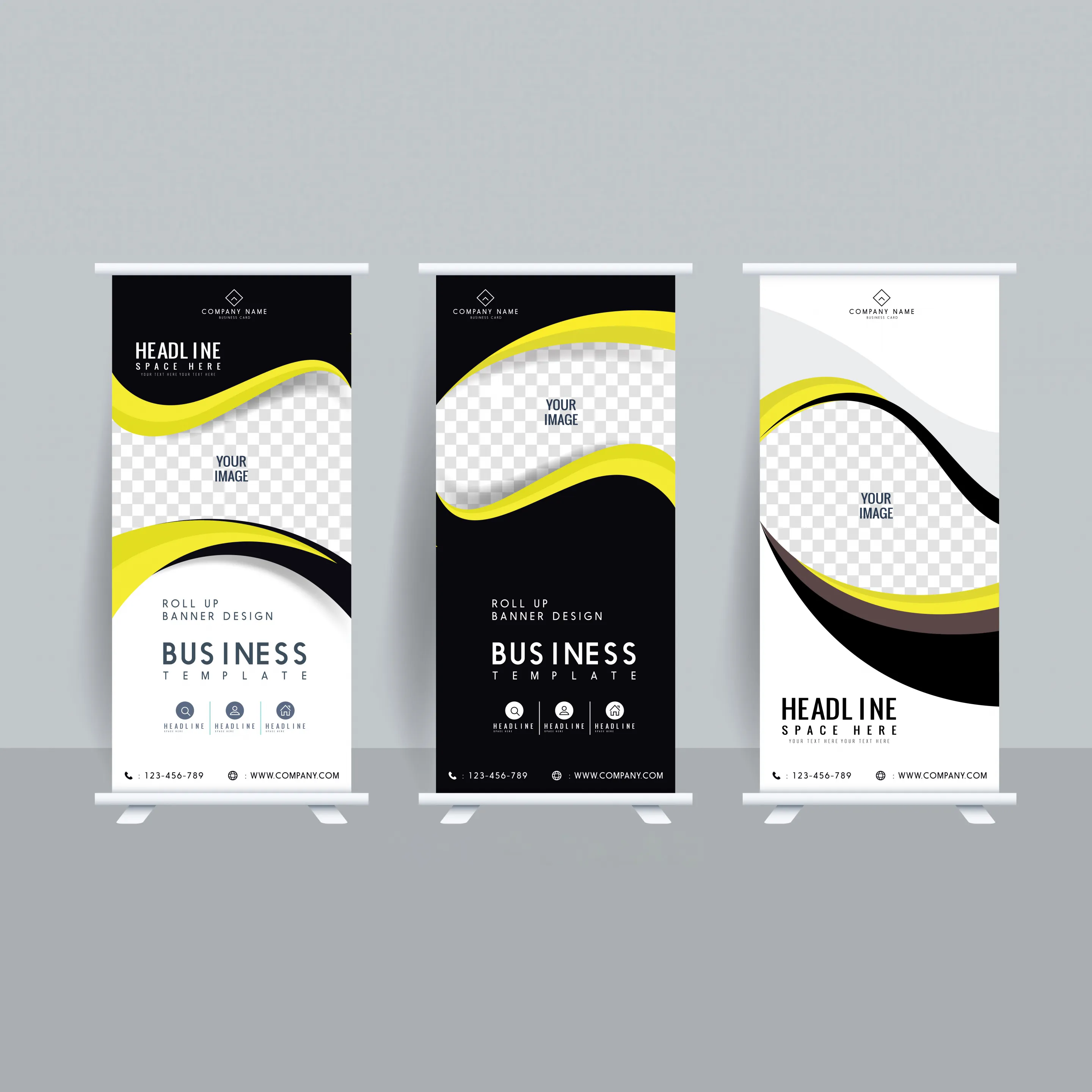 corporate banner templates roll up shape modern vertical 