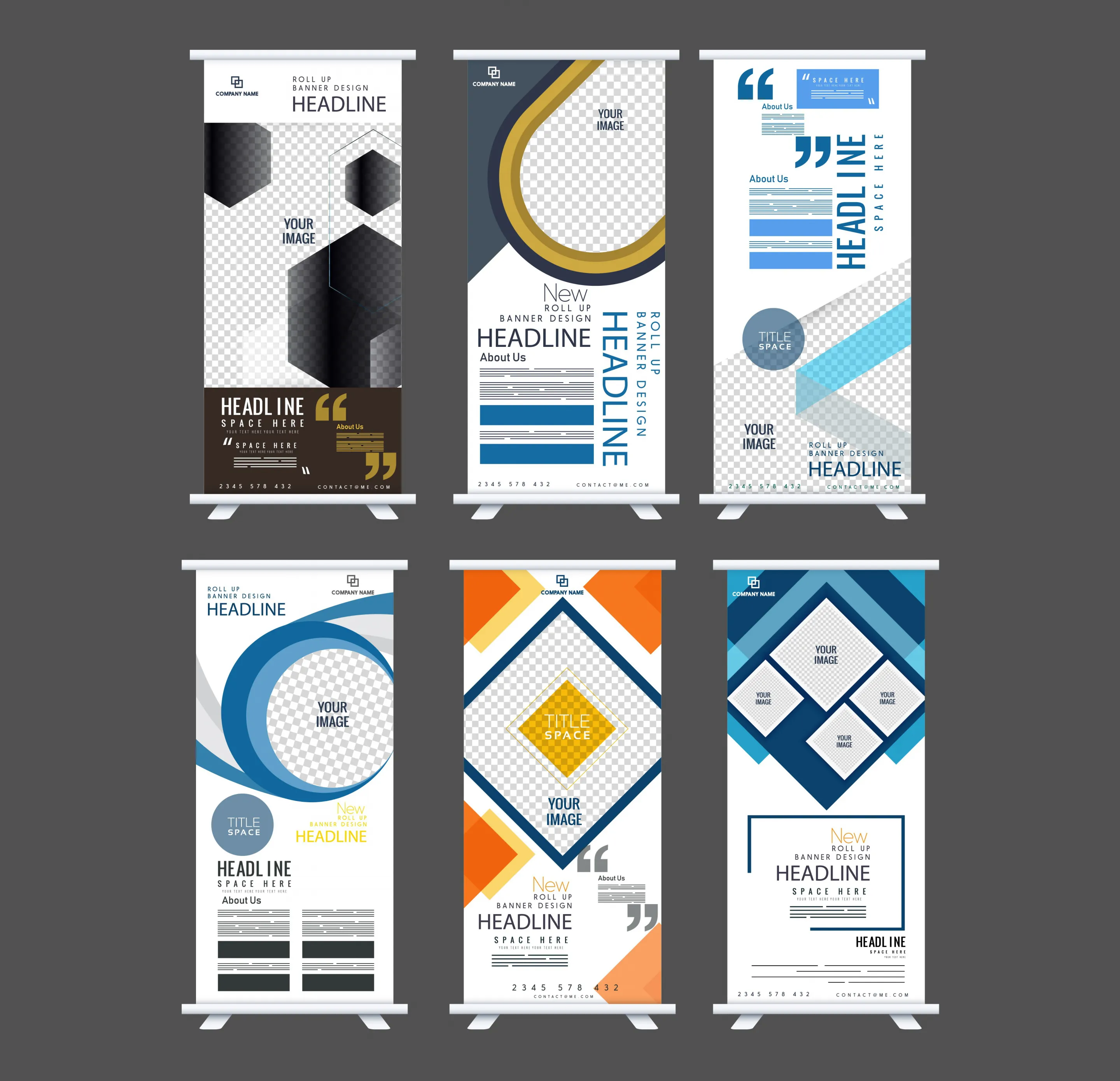 corporate banner templates modern rolled up standee design 