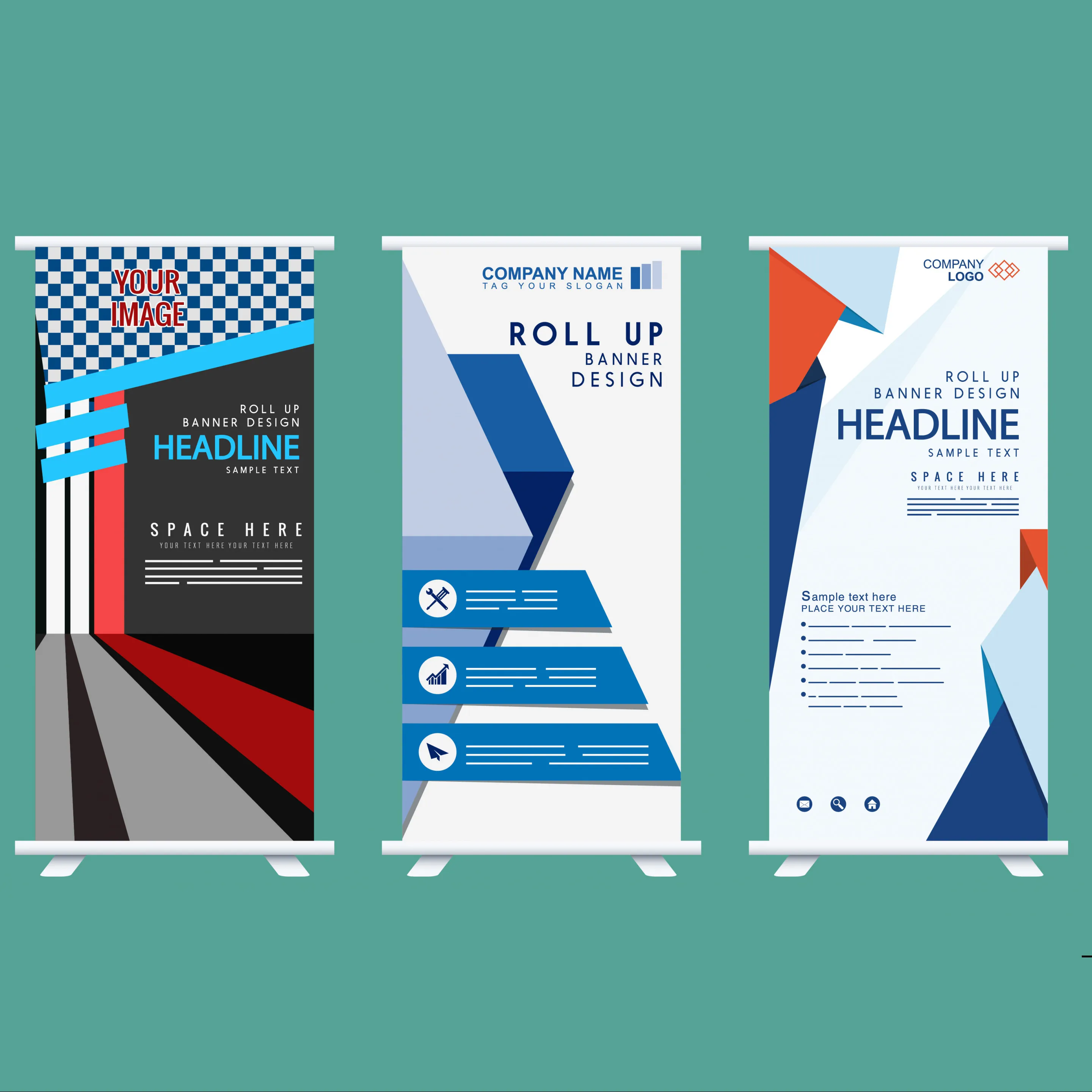 company banner templates rolled up shape modern decor 