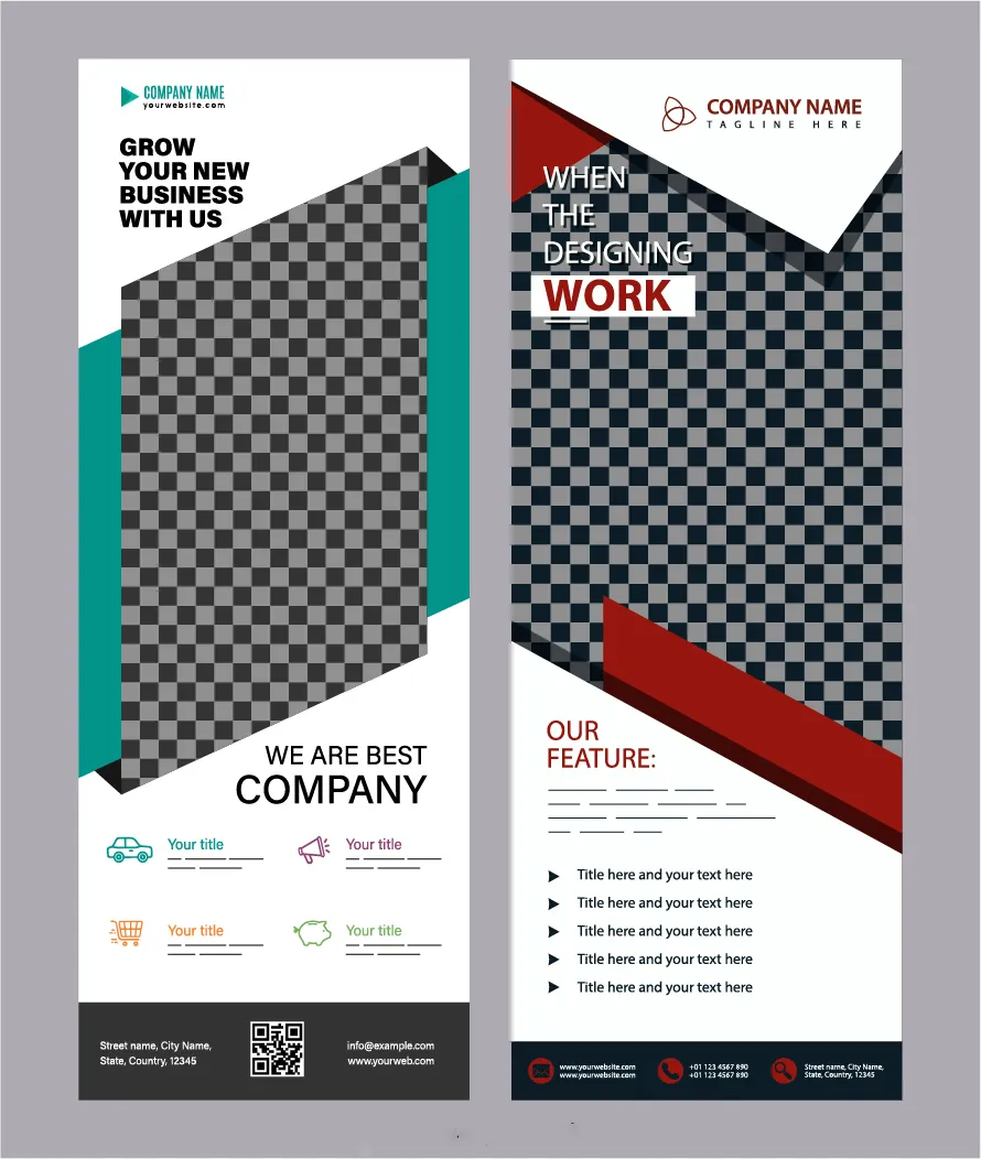 corporate banner templates roll up design elegant checkered 