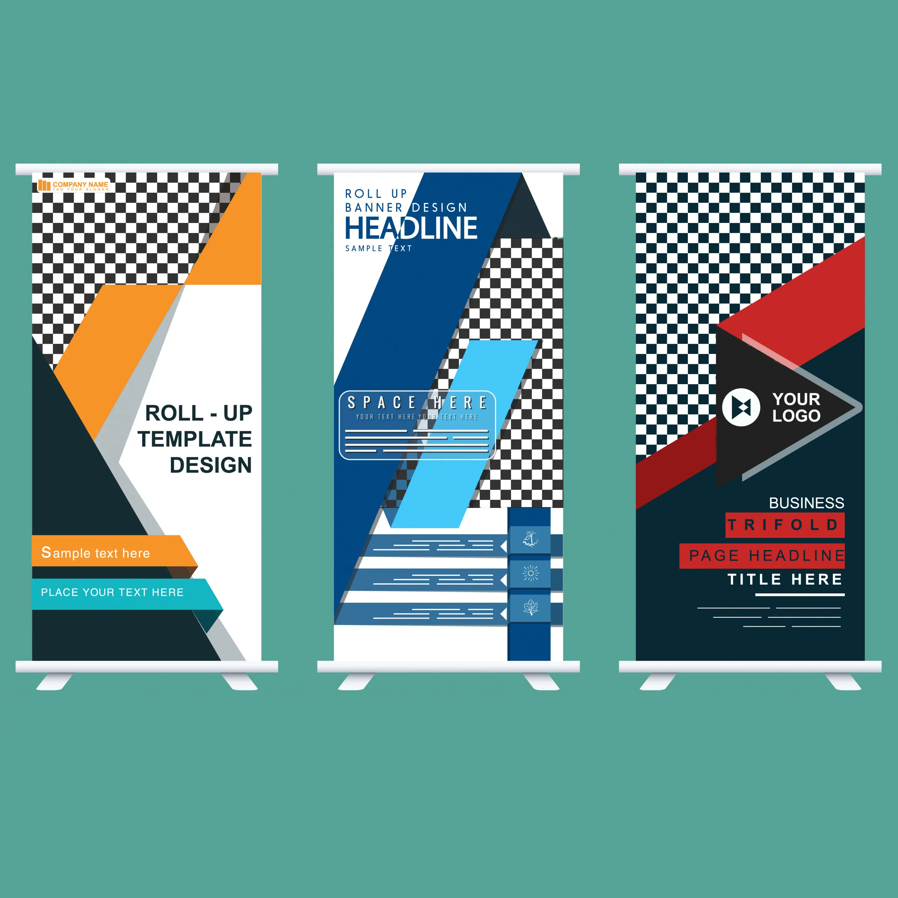 corporate banner templates colorful modern abstract roll up 