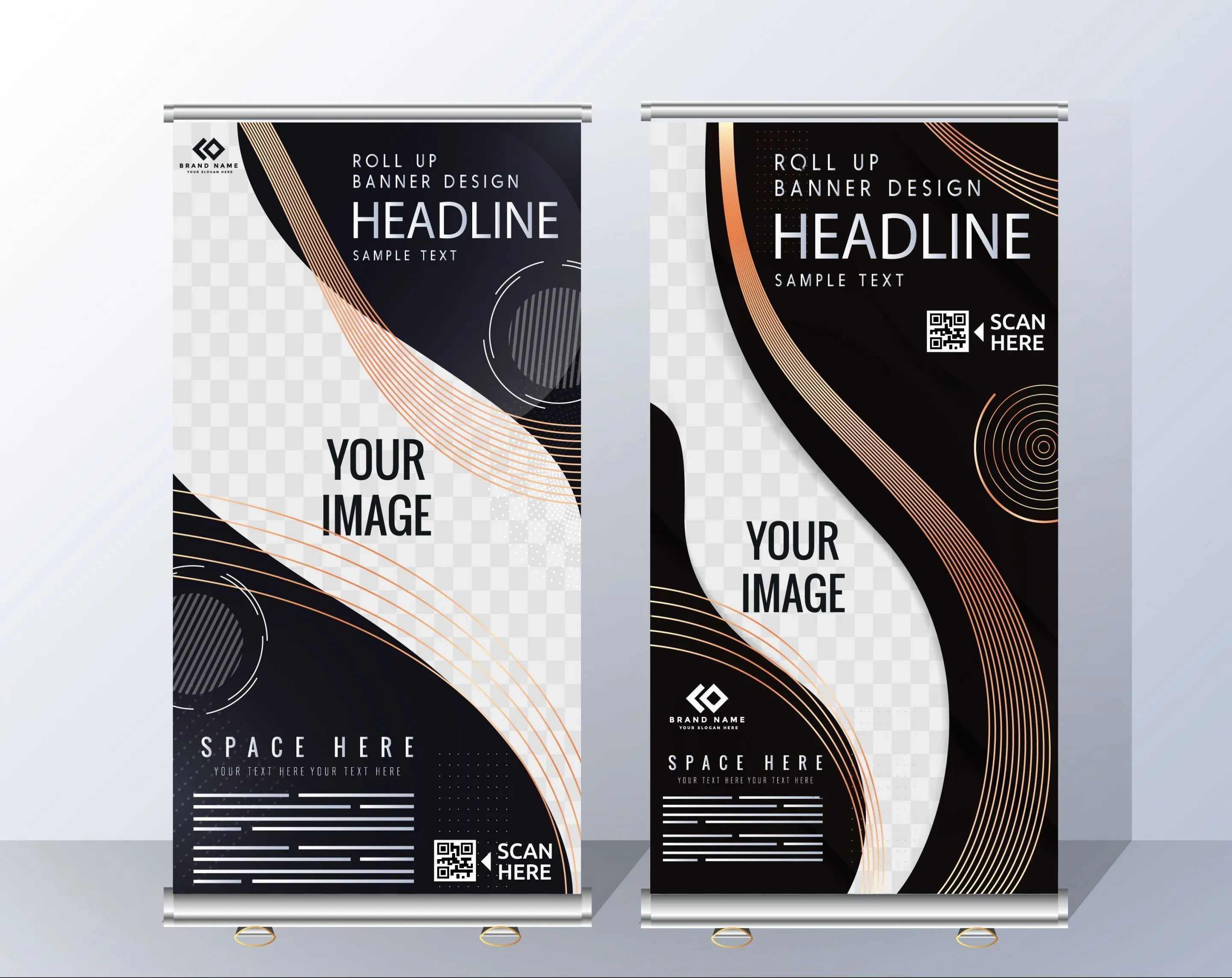 corporate banner templates roll up shape elegant modern 