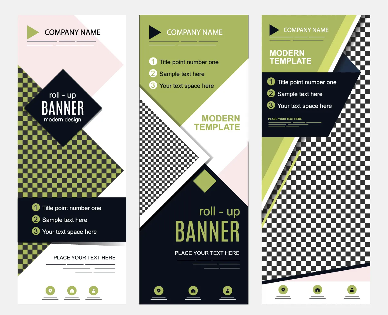 corporate banner templates roll up shape checkered decor 